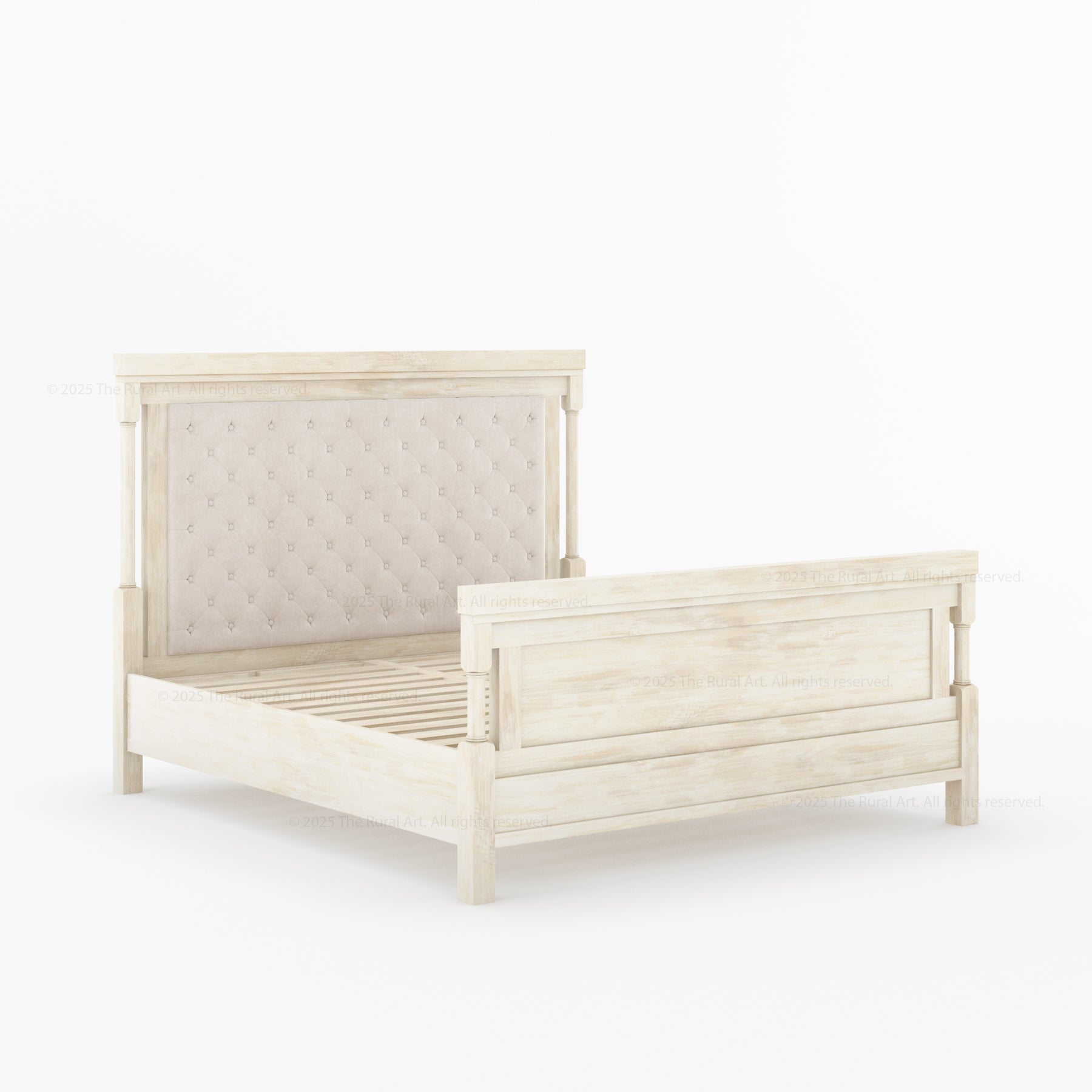 Verona Rustic Solid Wood Tall Headboard Upholstered Bed