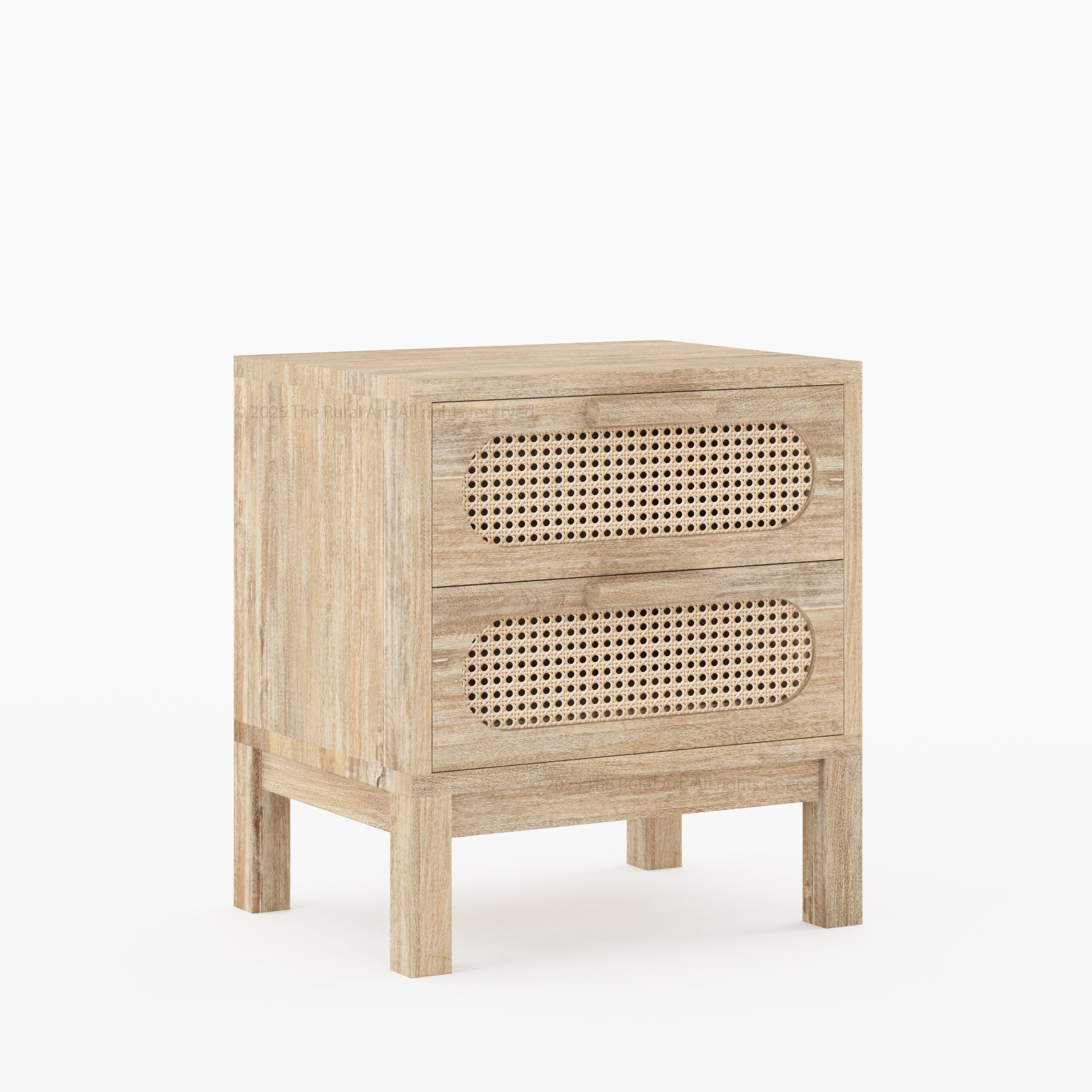 Davis Cane Front Solid Wood Nightstand