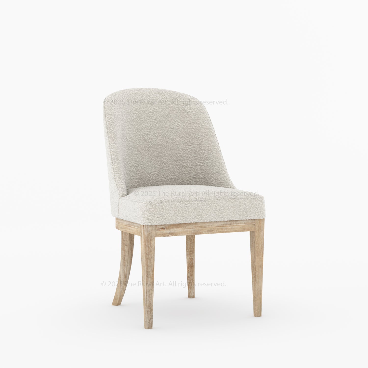 Medina Upholstered Dining Chair | Mid-Century Modern Solid Wood Chair with Curved Back