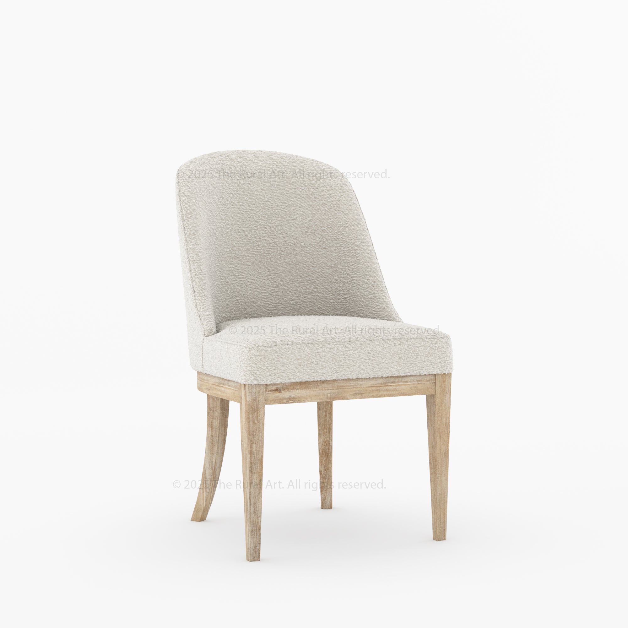 Medina Upholstered Dining Chair | Mid-Century Modern Solid Wood Chair with Curved Back