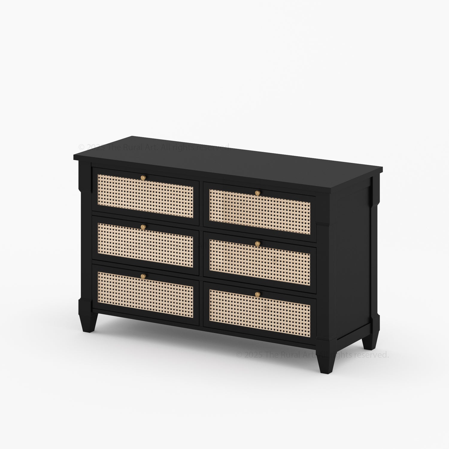 Hayward Solid Wood & Cane Six Drawer Dresser