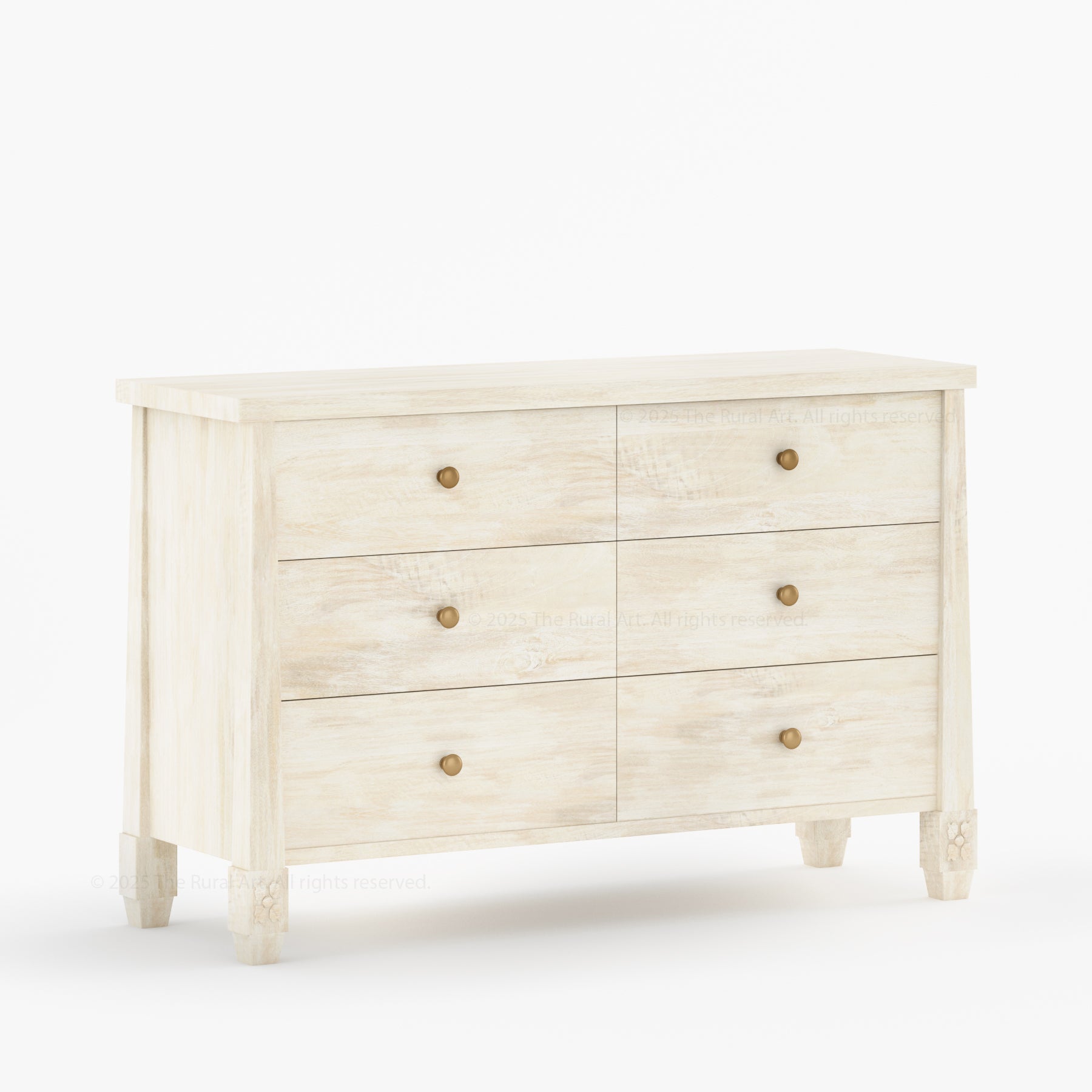 Dothan Solid Wood Dresser with Carved Floral Legs