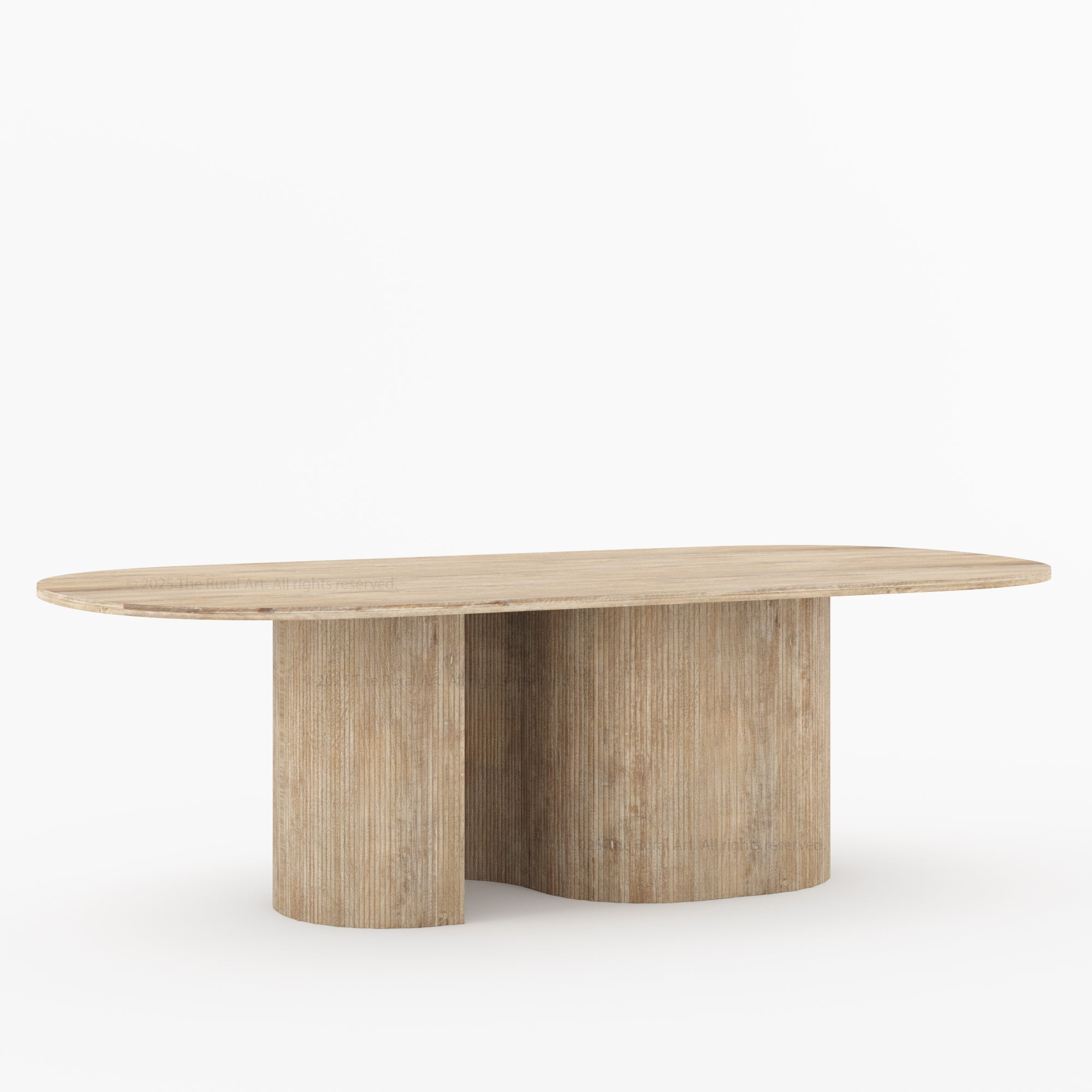 Connersville Modern Stone Top Dining Table with Sculptural Fluted Pedestal Base