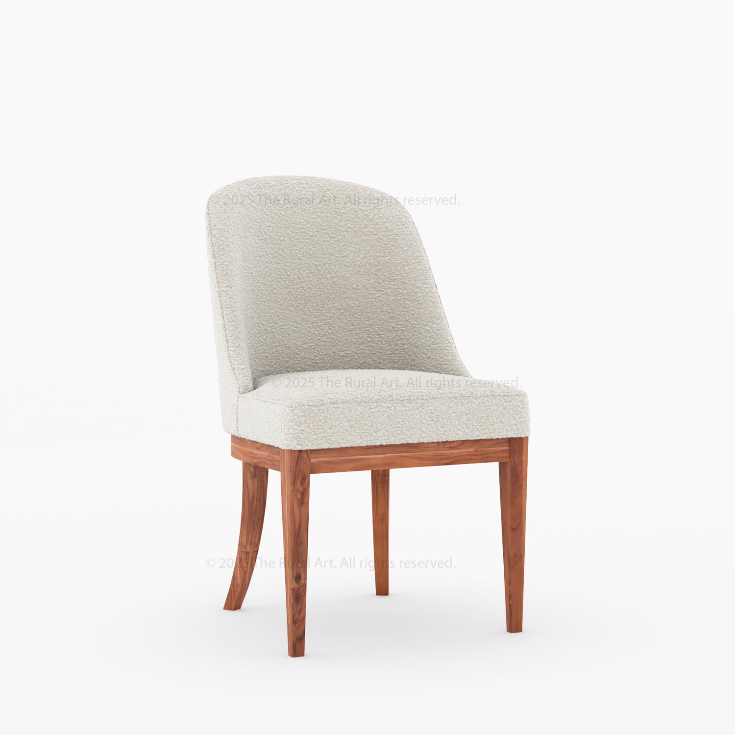 Medina Upholstered Dining Chair | Mid-Century Modern Solid Wood Chair with Curved Back
