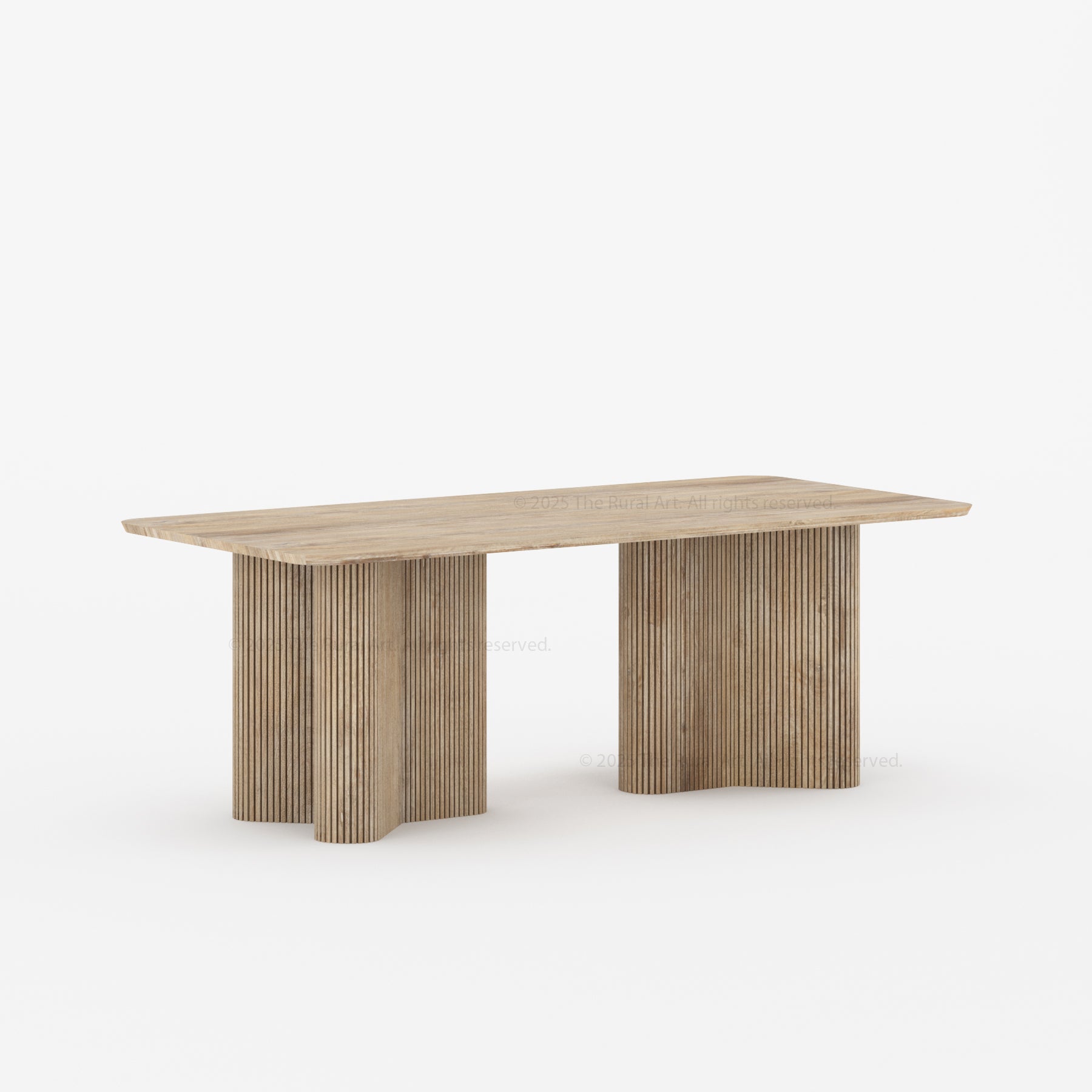 Valdez Fluted Solid Wood Dining Table with Wood or Marble Top