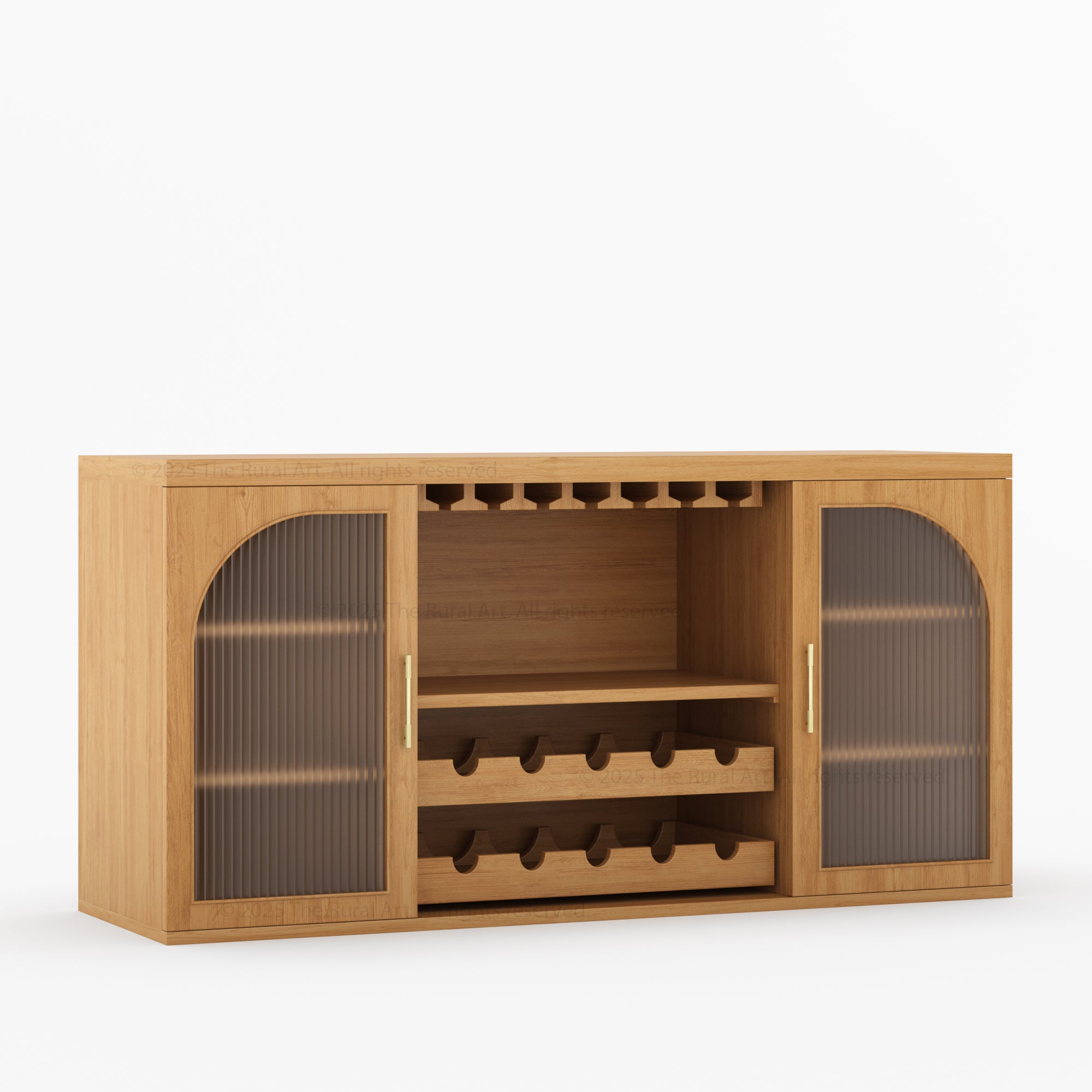 Shelbyville Arched Fluted-Glass Wine Bar Cabinet