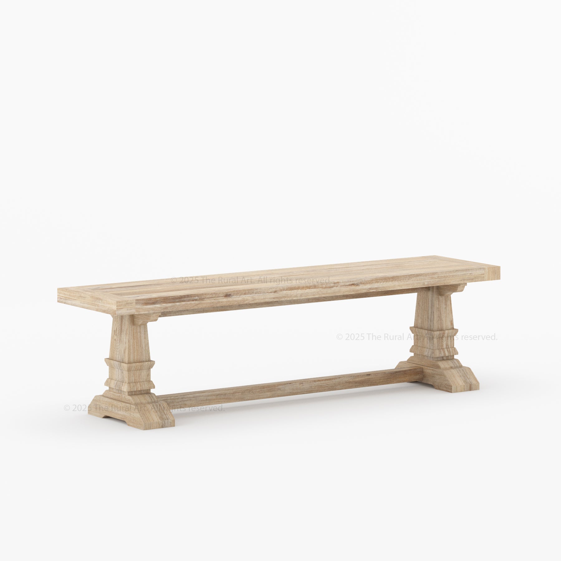 Roseville Dining Bench Solid Wood Trestle Base with Sculpted Details