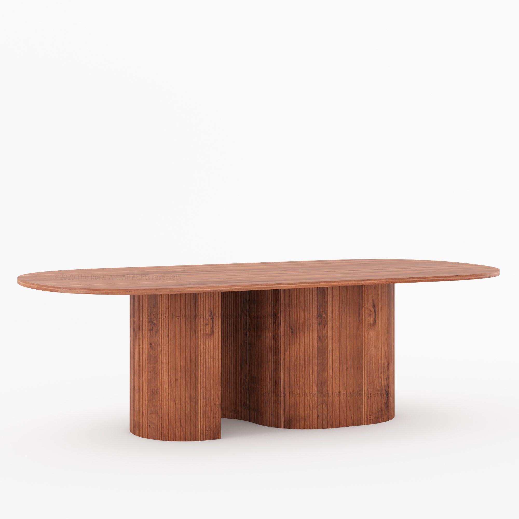 Connersville Modern Stone Top Dining Table with Sculptural Fluted Pedestal Base