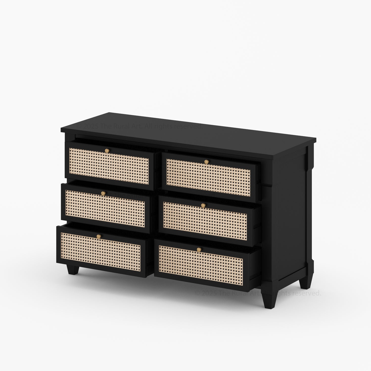 Hayward Solid Wood & Cane Six Drawer Dresser