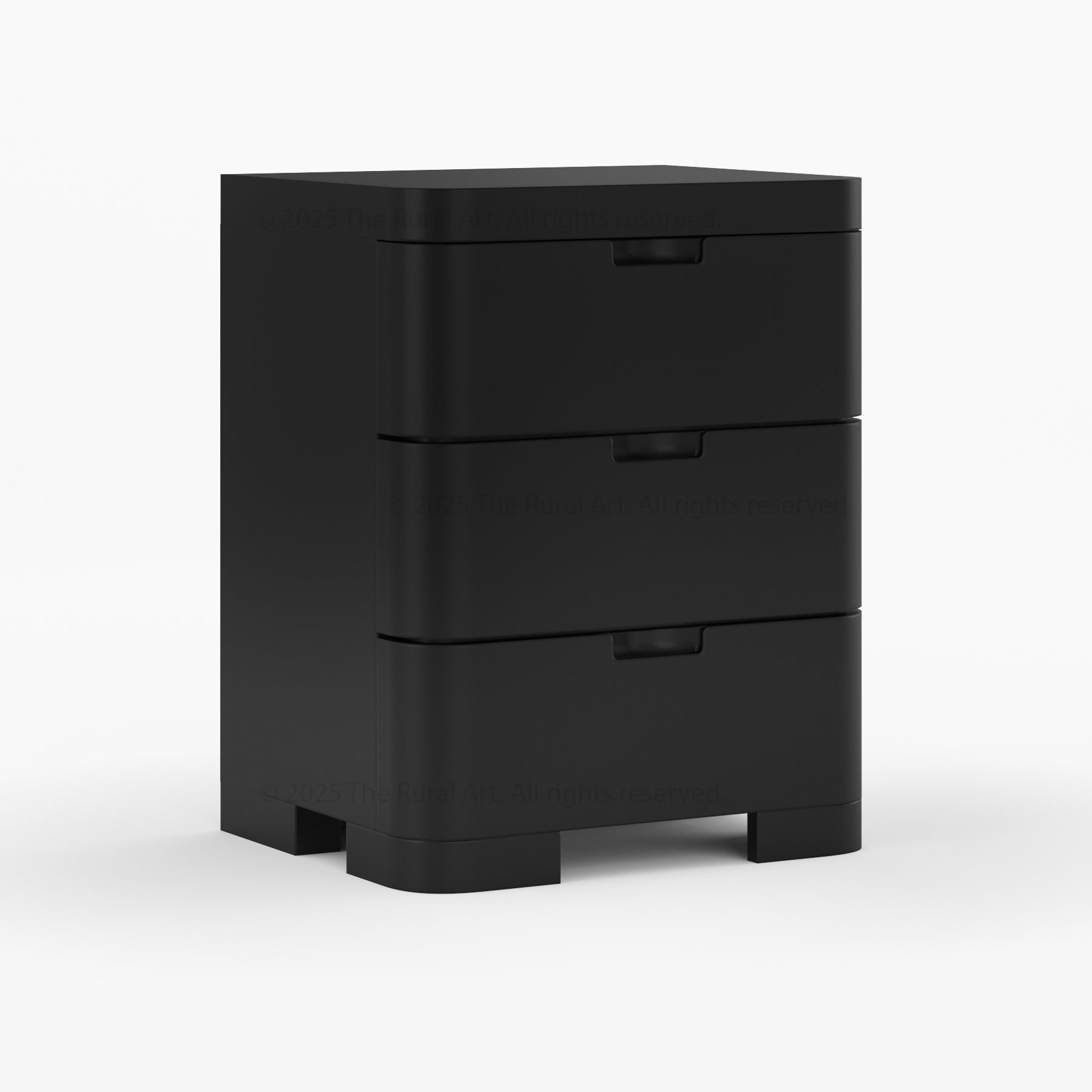 Beverly Solid Wood Nightstand 3-Drawer Bedside Table with Rounded Corners