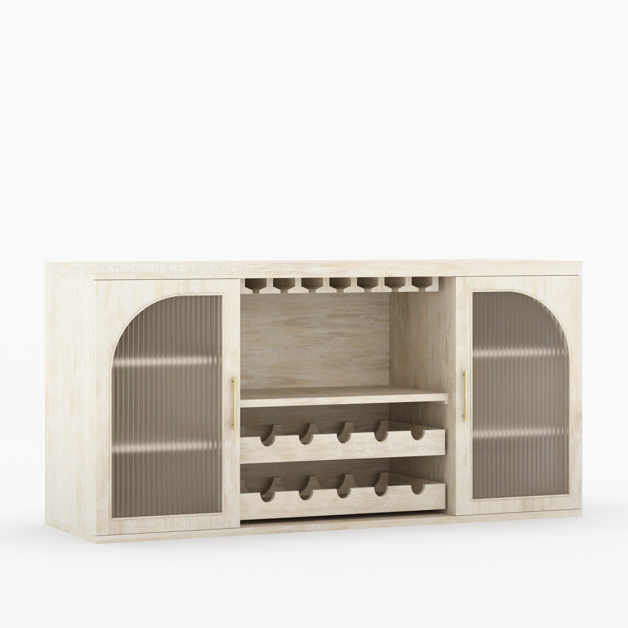 Shelbyville Arched Fluted-Glass Wine Bar Cabinet