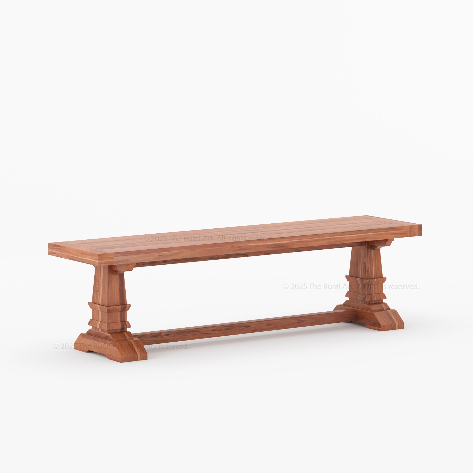 Roseville Dining Bench Solid Wood Trestle Base with Sculpted Details