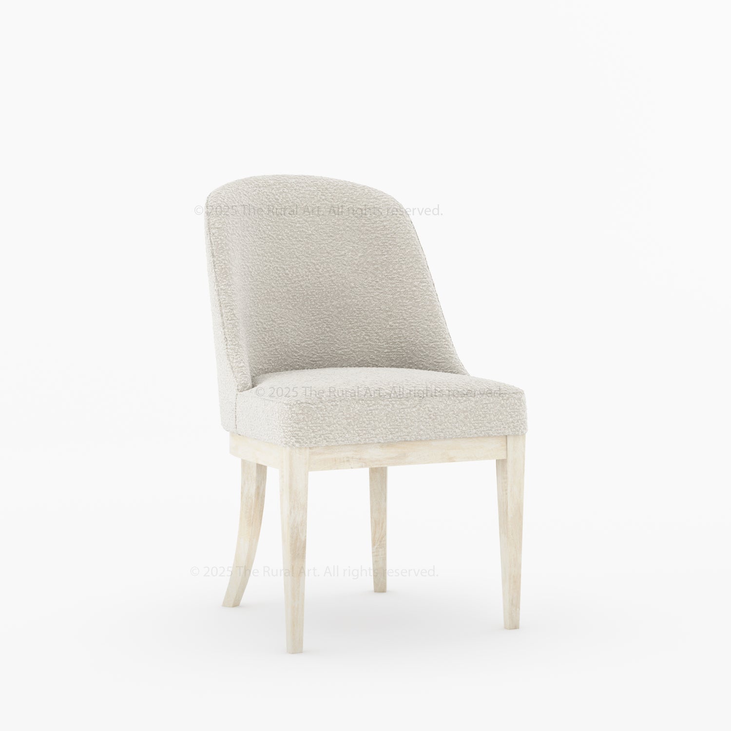 Medina Upholstered Dining Chair | Mid-Century Modern Solid Wood Chair with Curved Back