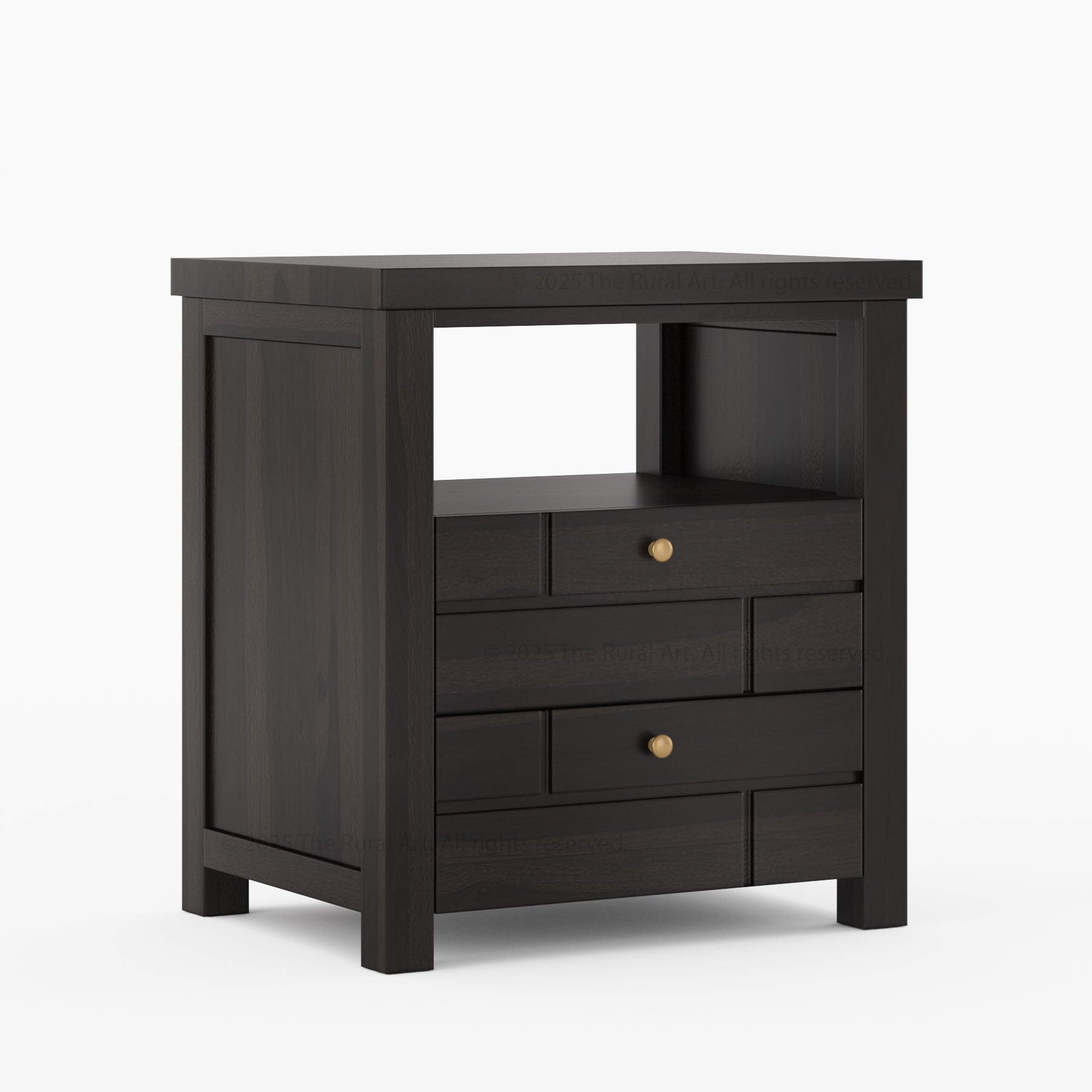 Princeton Solid Wood Nightstand with Geometric Design