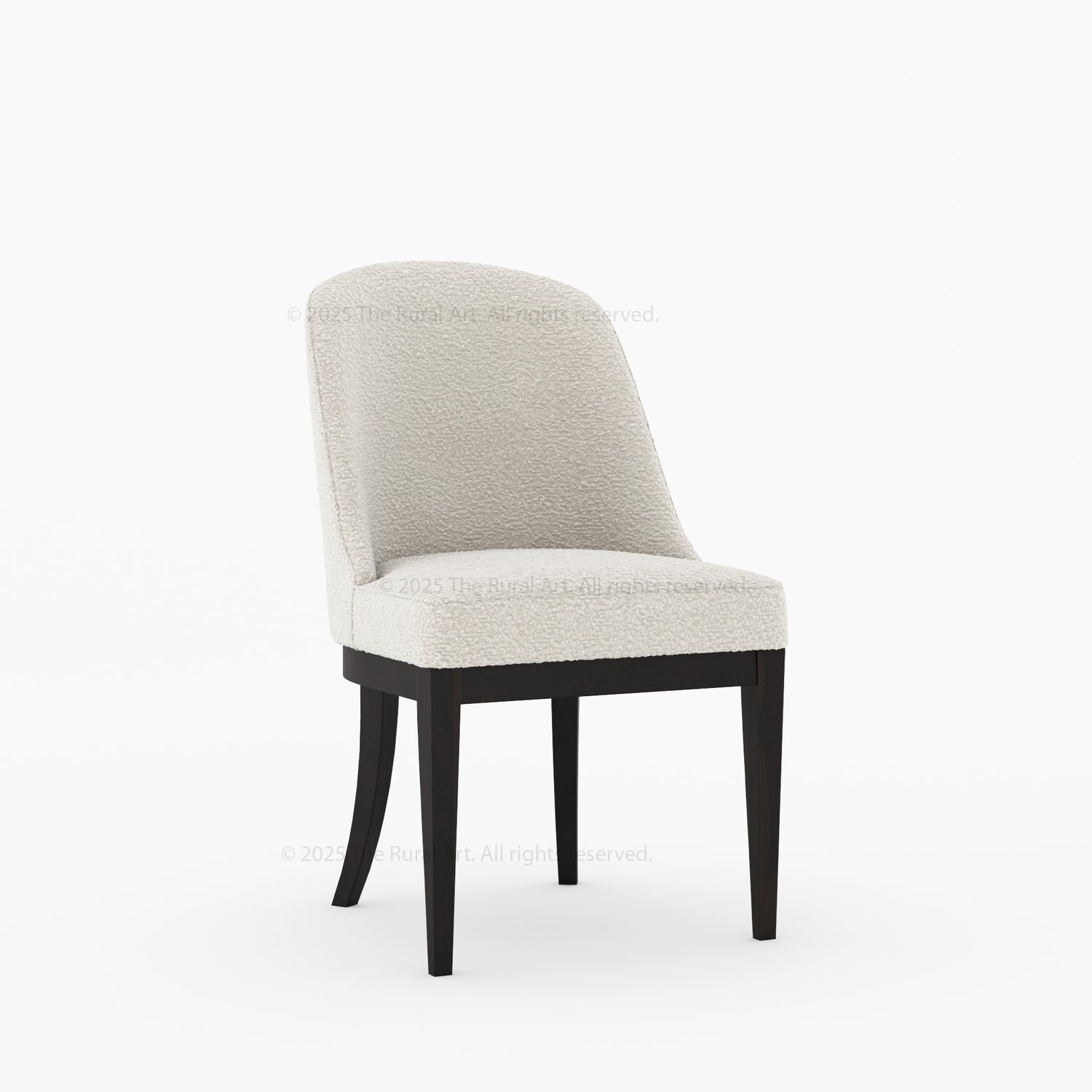 Medina Upholstered Dining Chair | Mid-Century Modern Solid Wood Chair with Curved Back