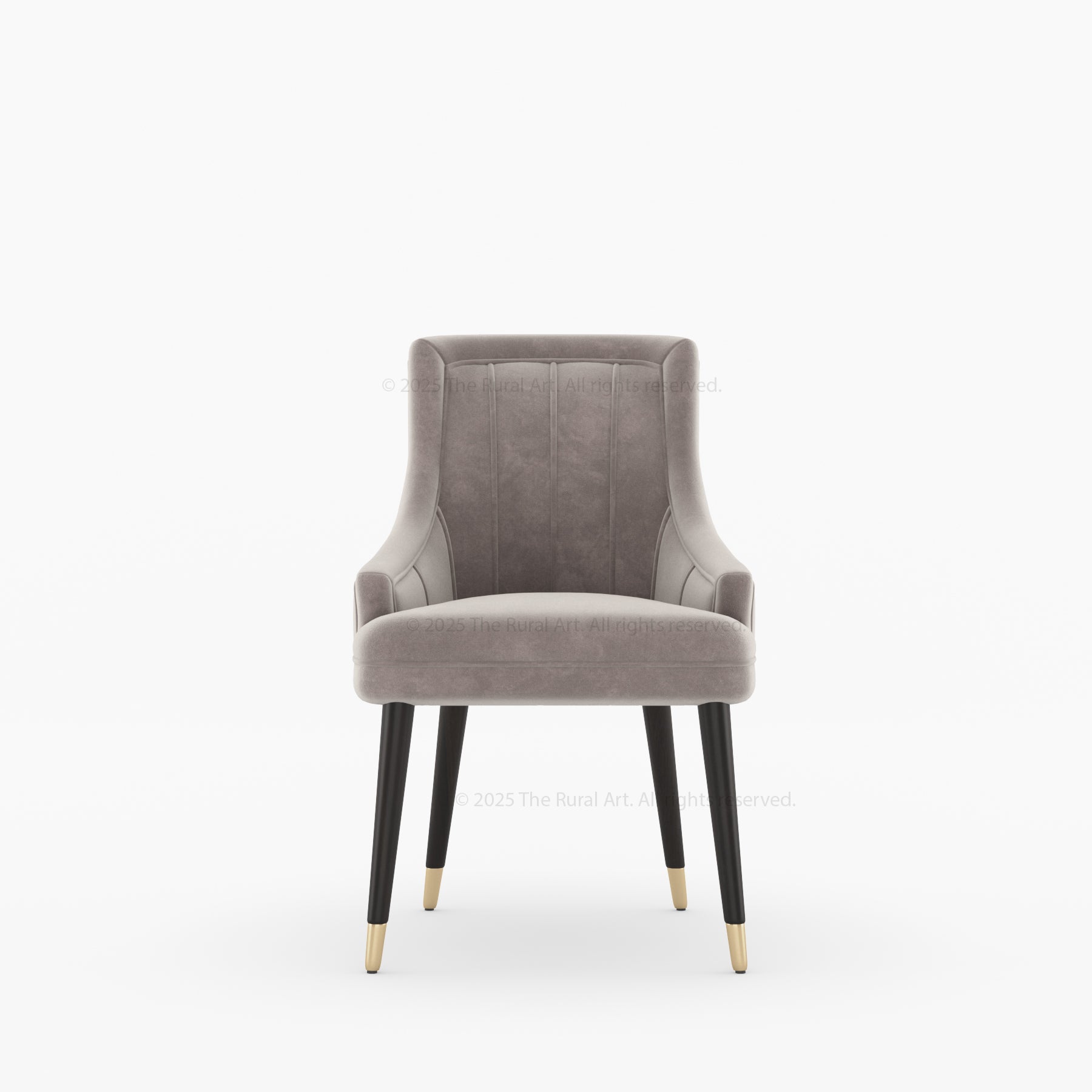 Montecito Upholstered Dining Chair Wood Legs with Brass-Tipped Accents