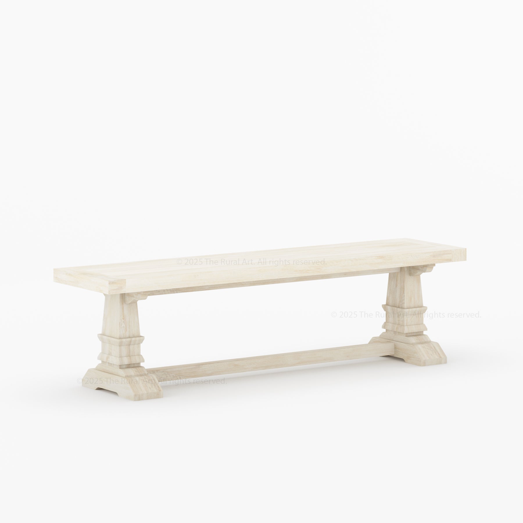 Roseville Dining Bench Solid Wood Trestle Base with Sculpted Details