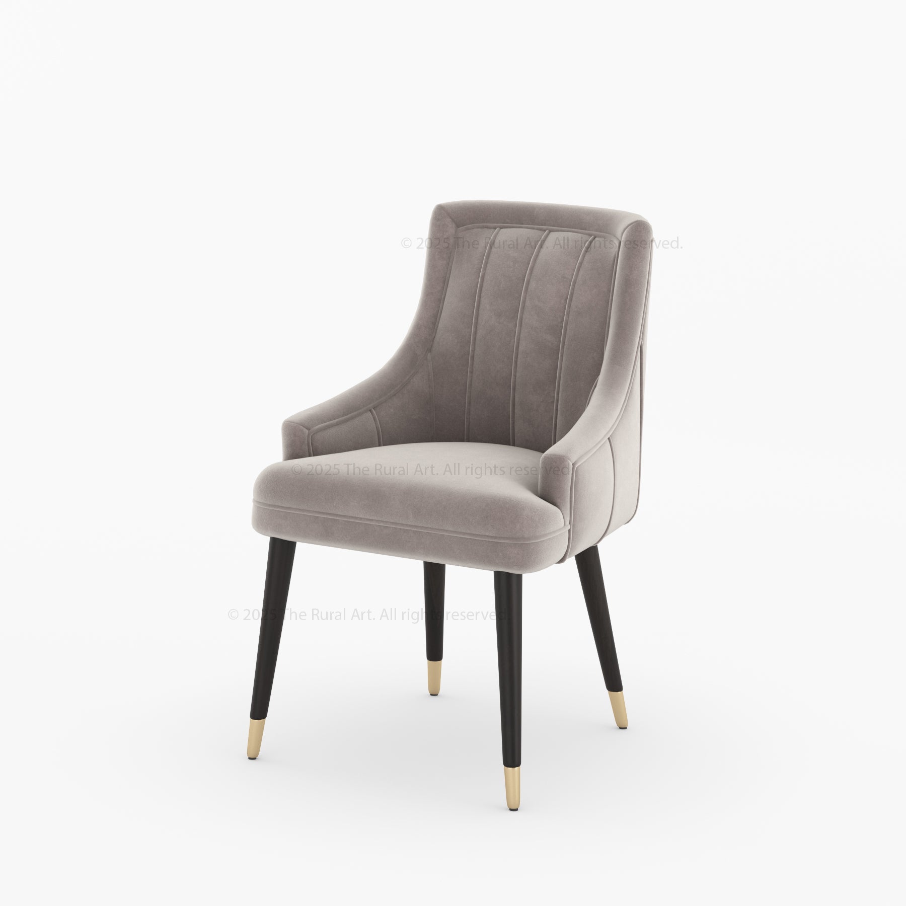 Montecito Upholstered Dining Chair Wood Legs with Brass-Tipped Accents