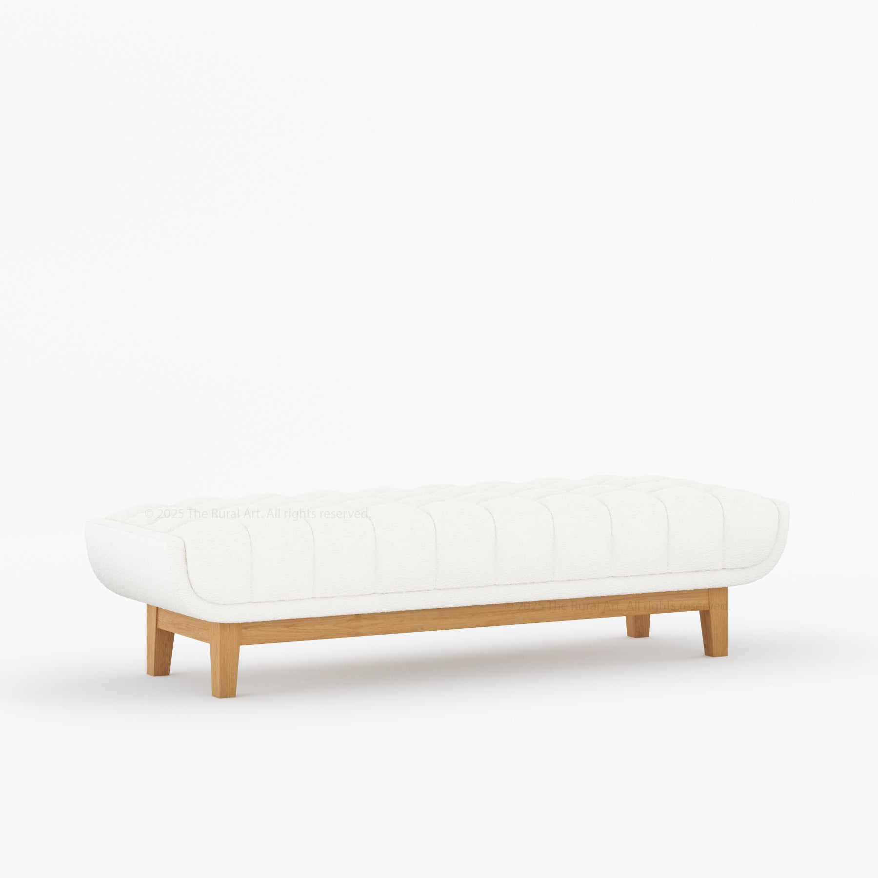 Livingston Solid Wood Bench with Channel-Tufted Bouclé Upholstery