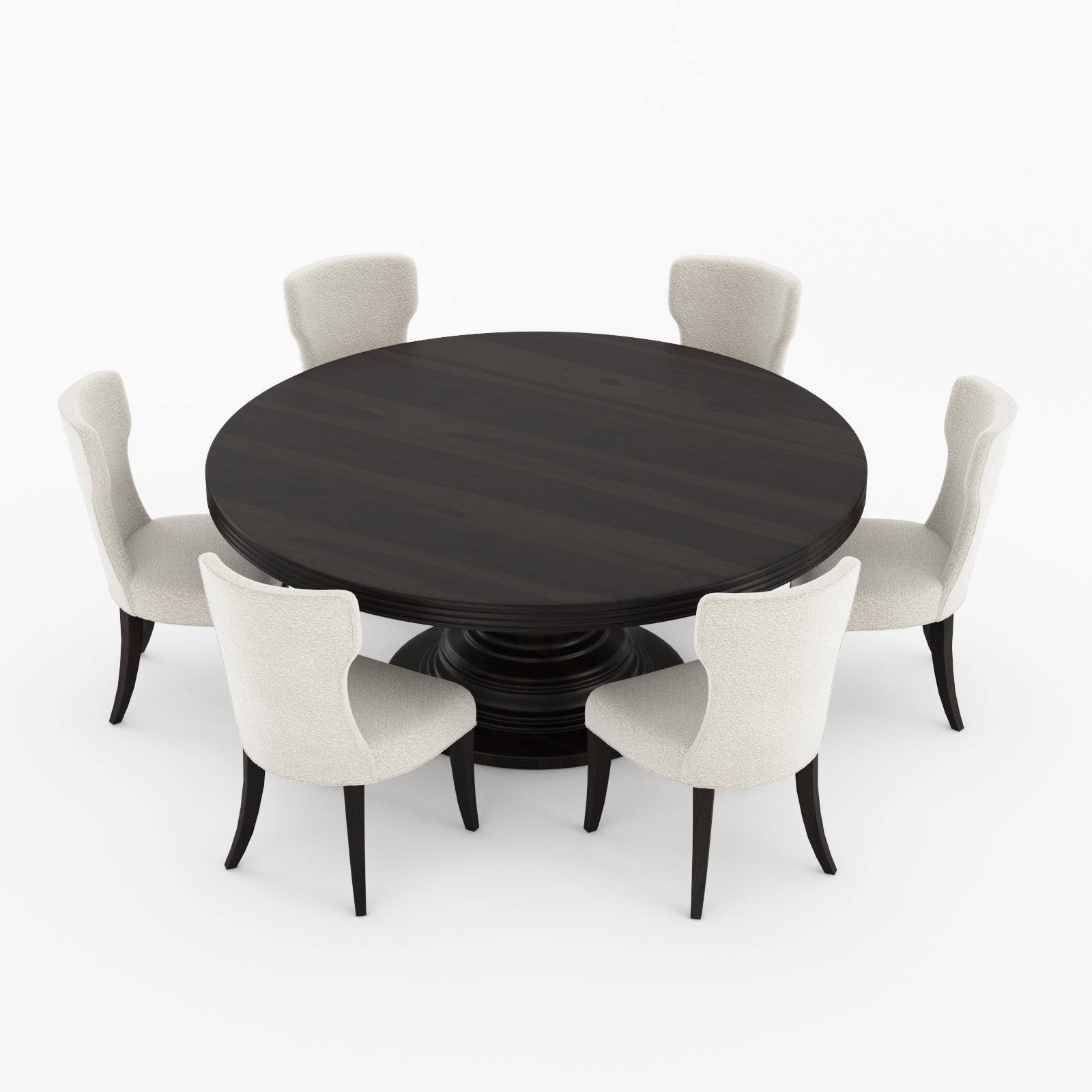 High Point Solid Wood Round Pedestal Dining Table & Upholstered Chair Set