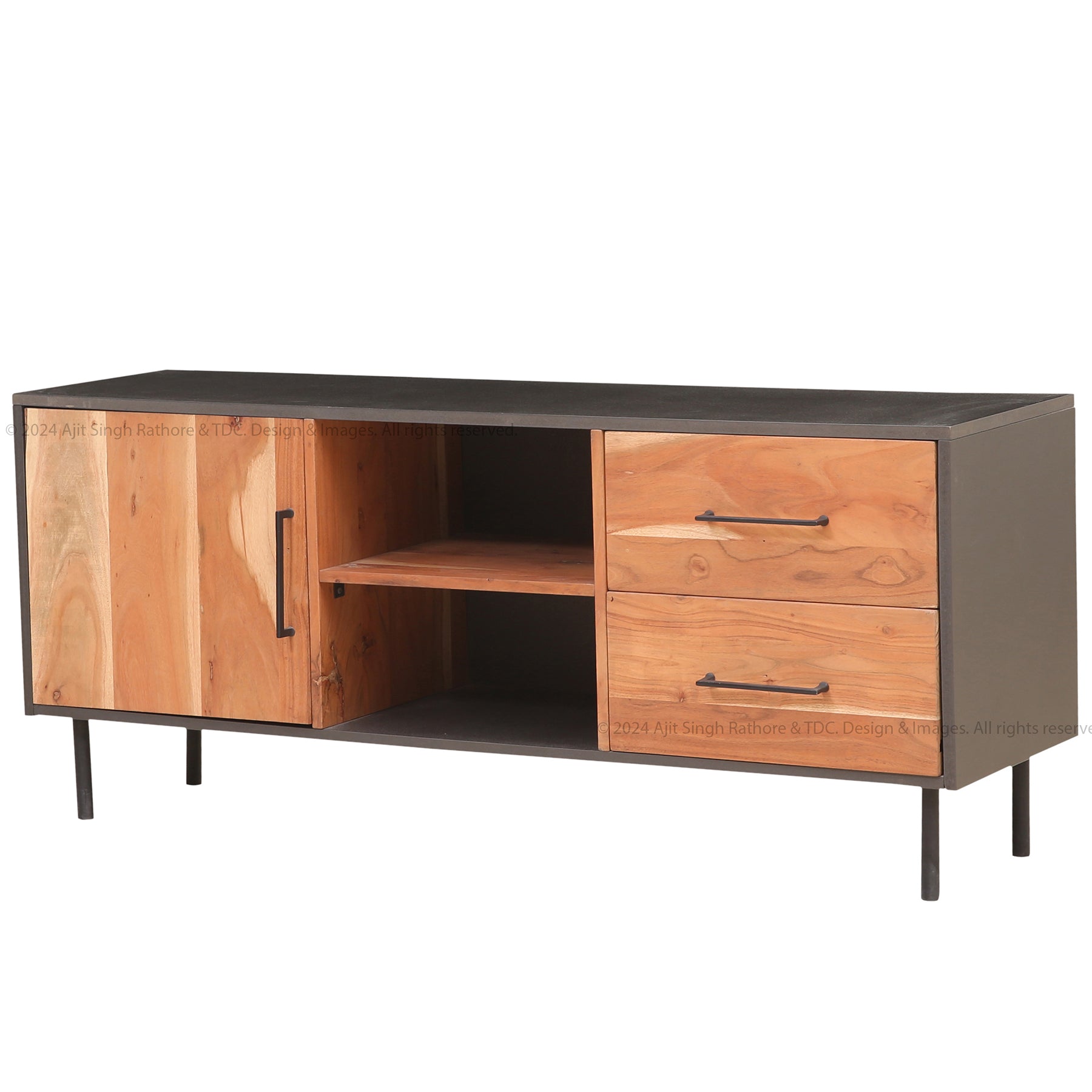 Industrial Charm Solid Wood TV Stand & Media Console
