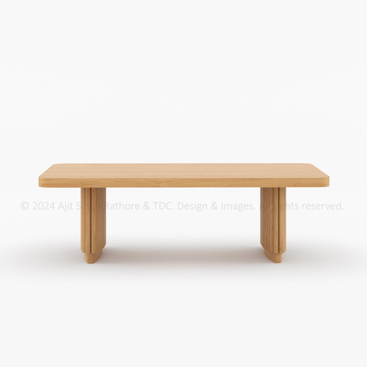 Cullman Teak Wood Rectangular Coffee Table with Fluted Legs