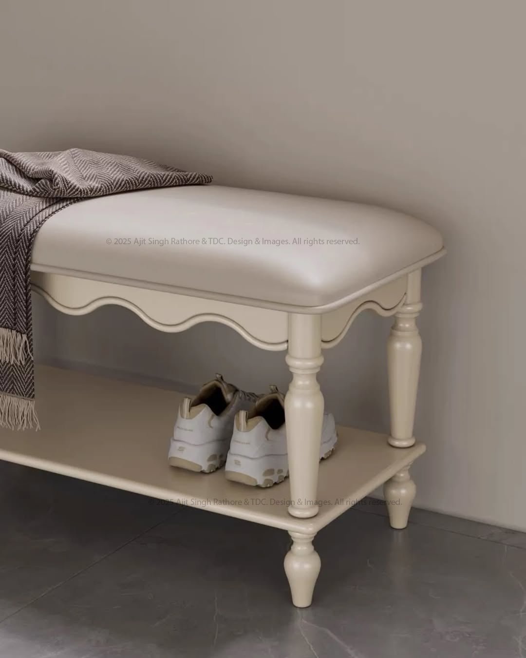 Athena Entryway Two Tier Storage Bench with Seating