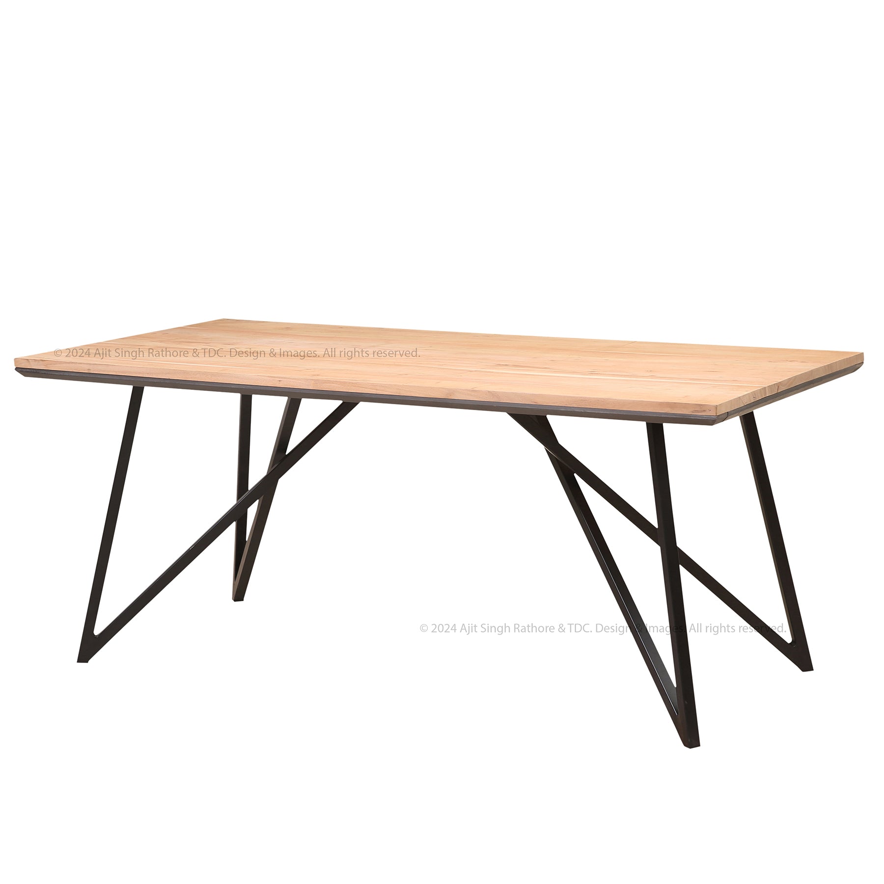 North Hempstead - Solid Wood Dining Table with Wrought Iron Base