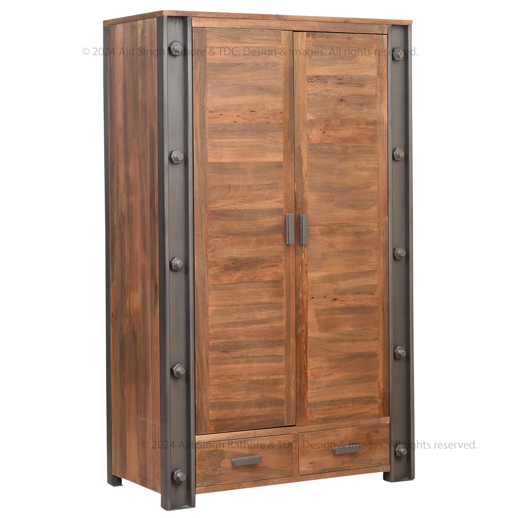 Montclair Industrial Rustic Solid Wood Armoire Wardrobe