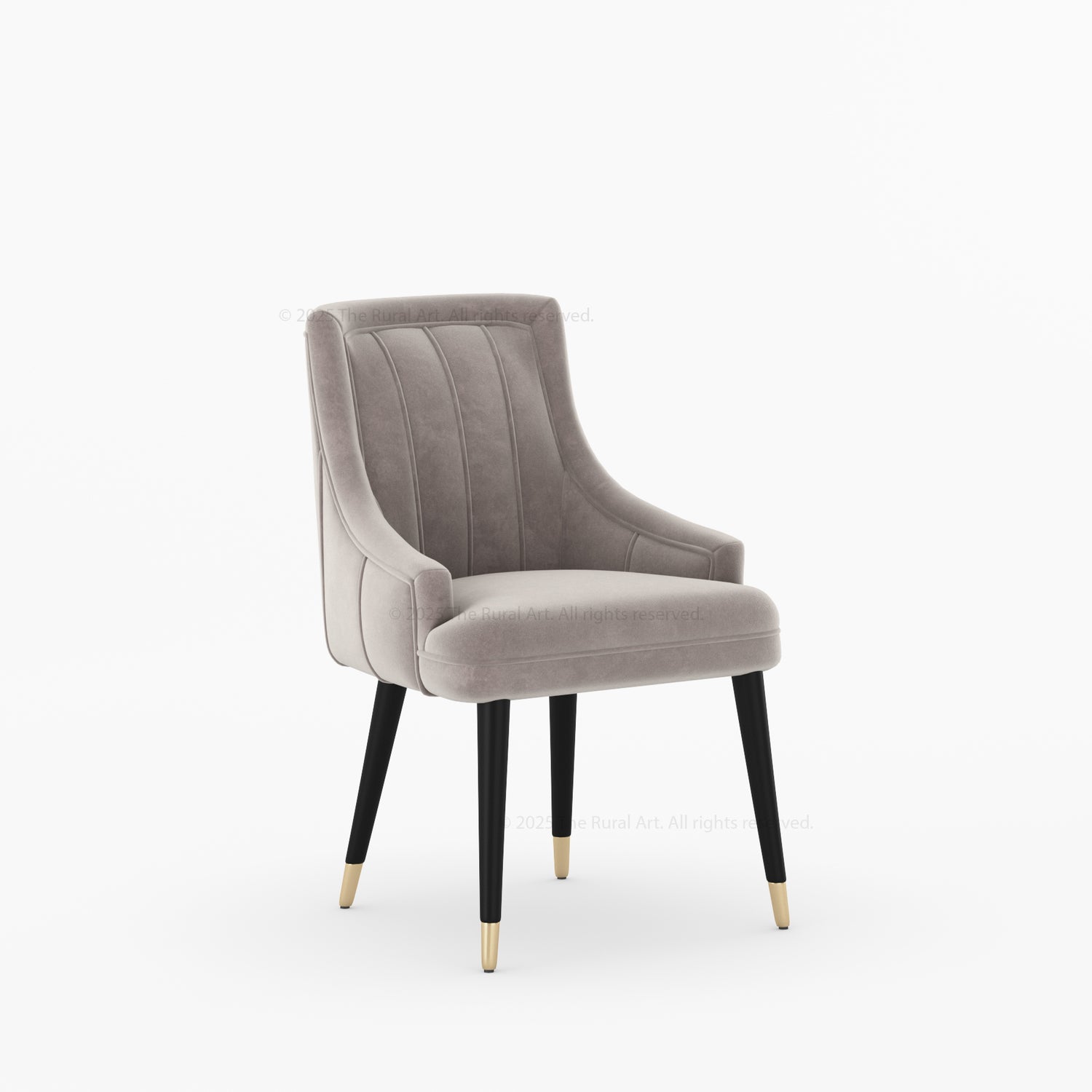 Montecito Upholstered Dining Chair Wood Legs with Brass-Tipped Accents