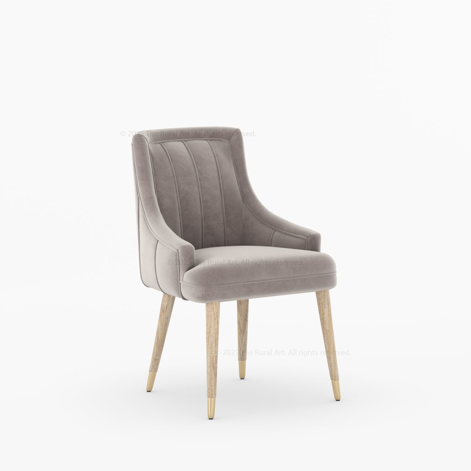 Montecito Upholstered Dining Chair Wood Legs with Brass-Tipped Accents