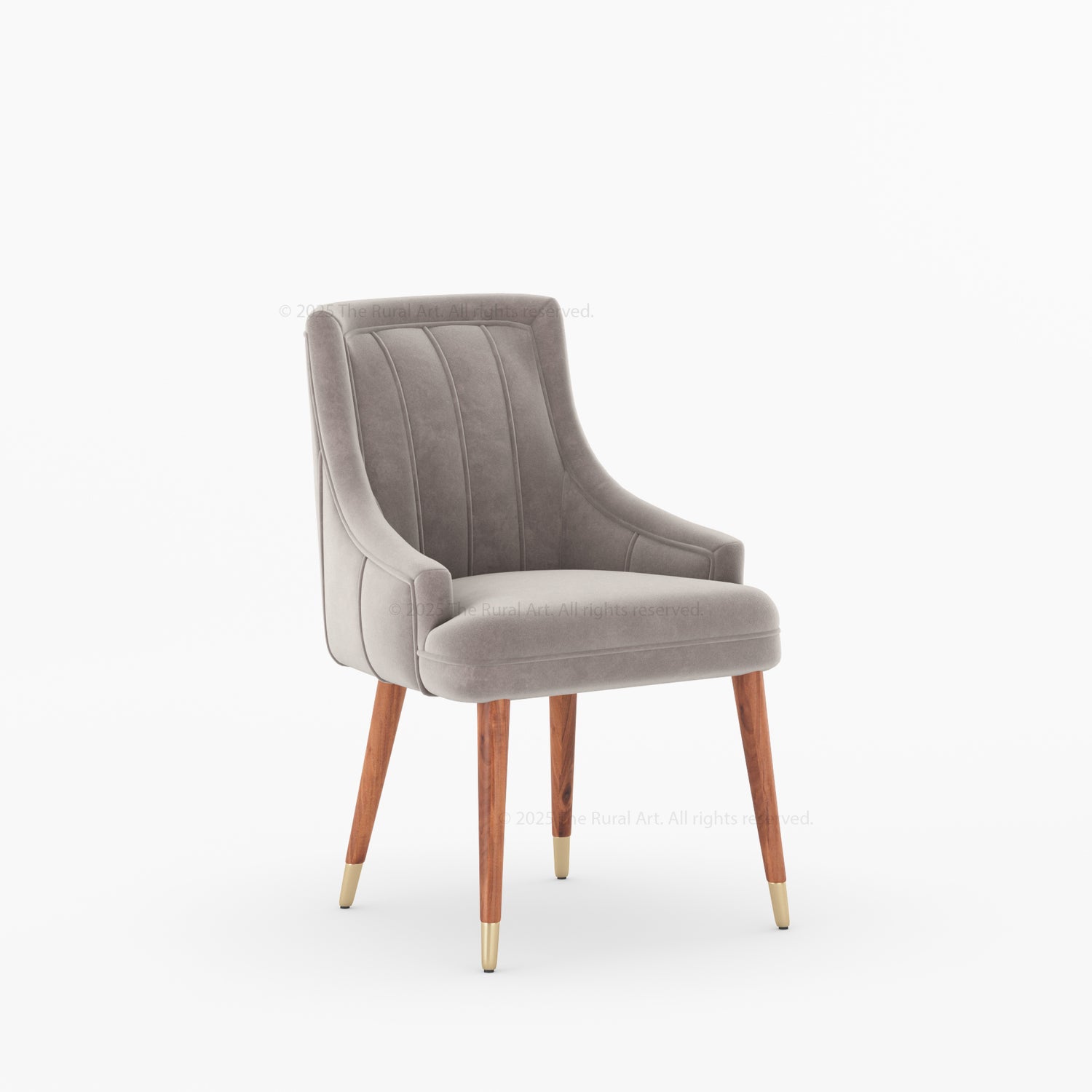 Montecito Upholstered Dining Chair Wood Legs with Brass-Tipped Accents