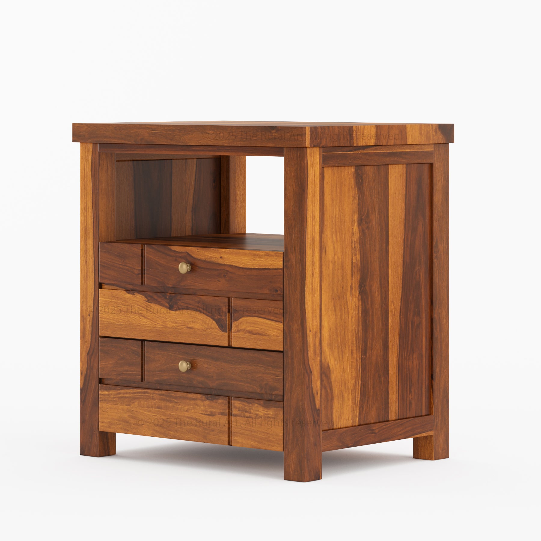 Princeton Solid Wood Nightstand with Geometric Design