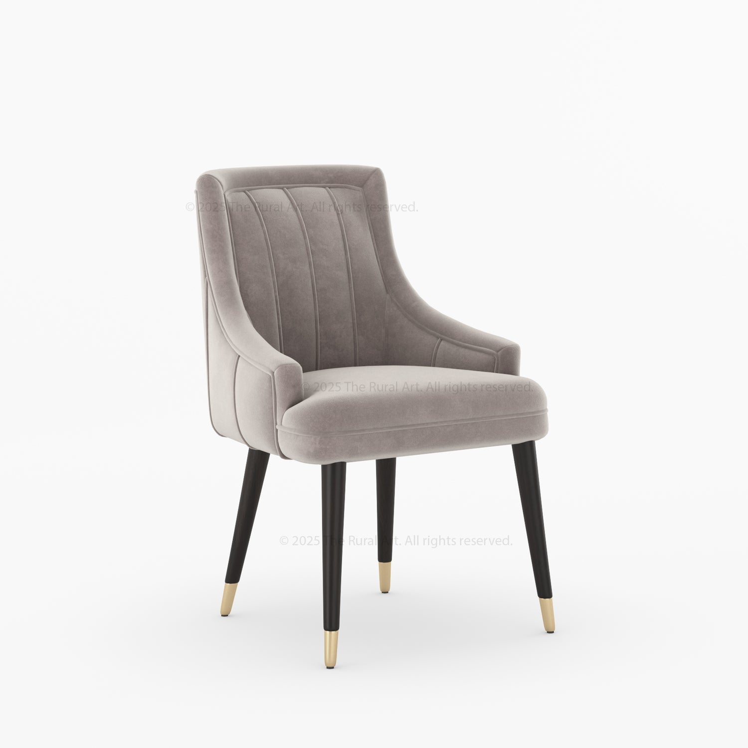 Montecito Upholstered Dining Chair Wood Legs with Brass-Tipped Accents