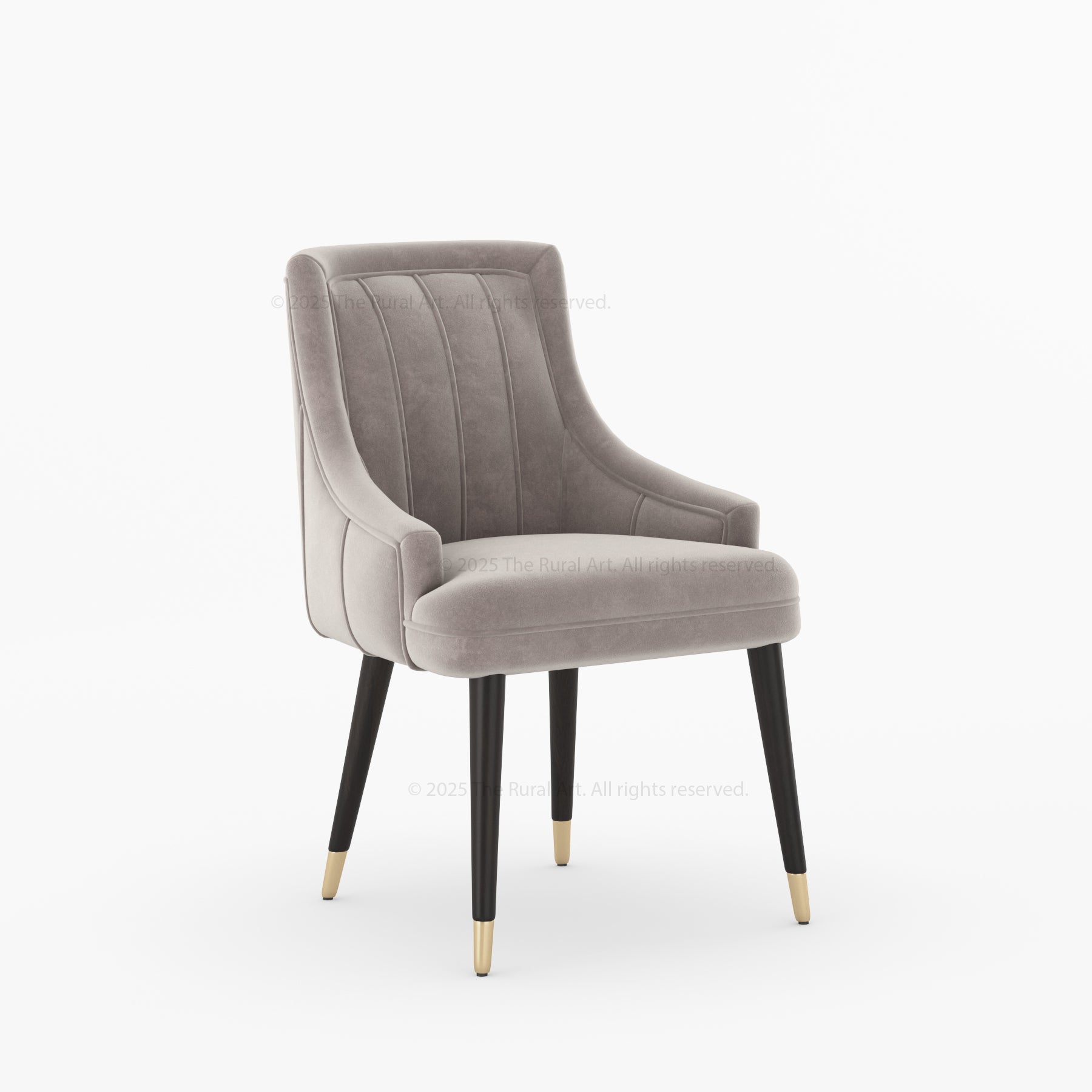 Montecito Upholstered Dining Chair Wood Legs with Brass-Tipped Accents