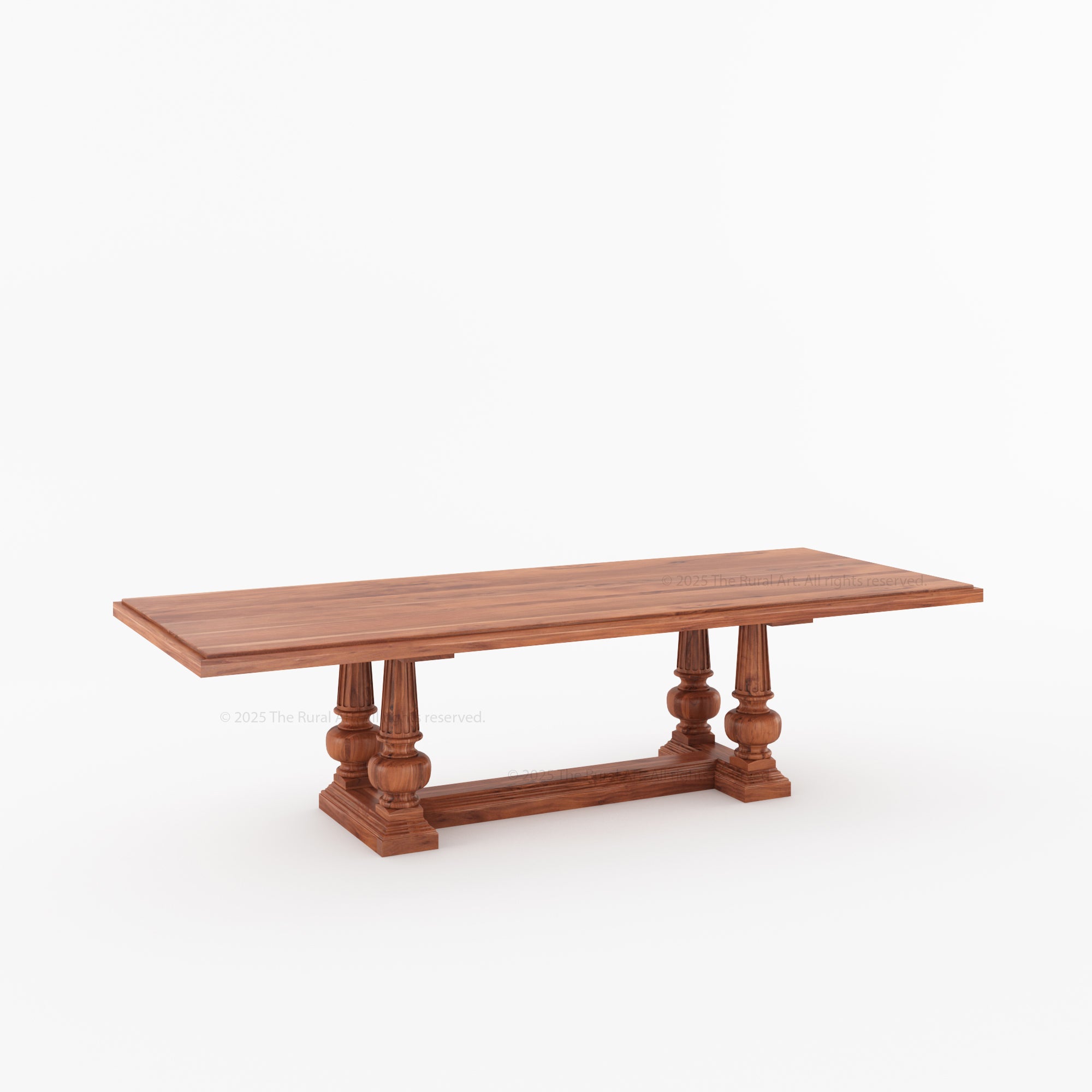 San Pedro Solid Wood Double Pedestal Dining Table – Rustic Grandeur Reimagined