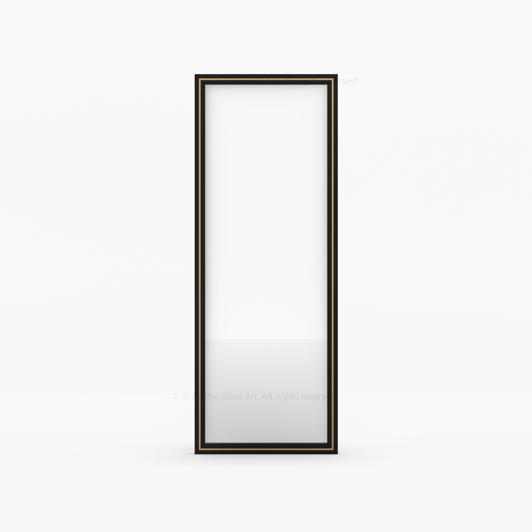 Branson Solid Wood Tall Mirror Frame with Brass Inlay Detailing