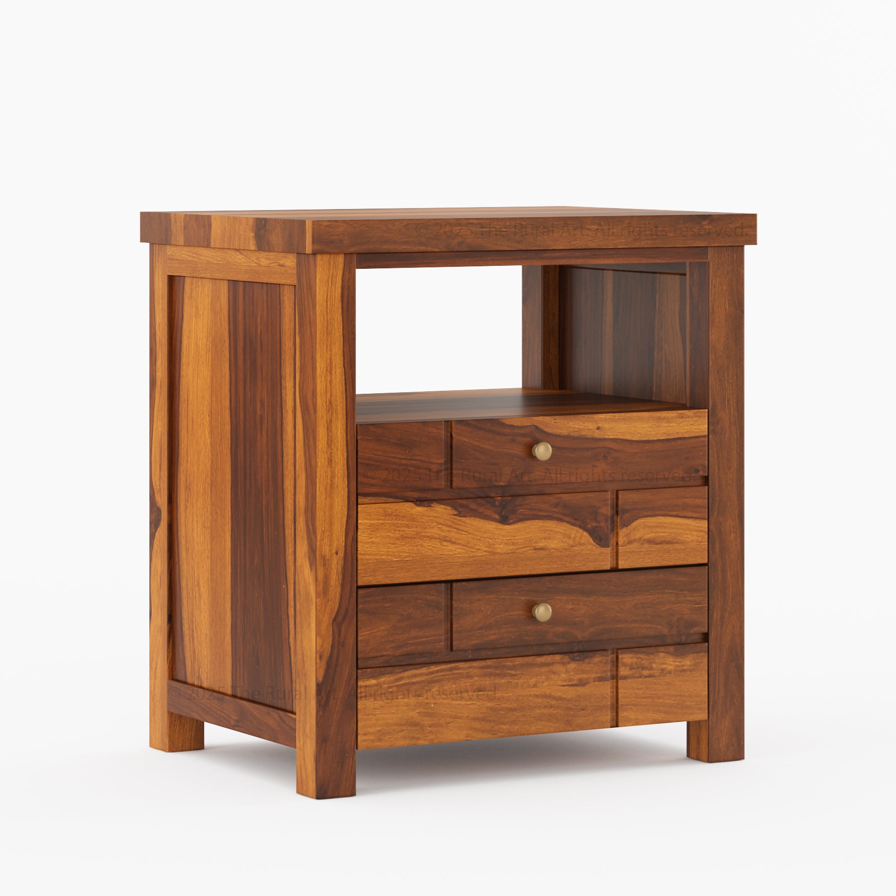 Princeton Solid Wood Nightstand with Geometric Design