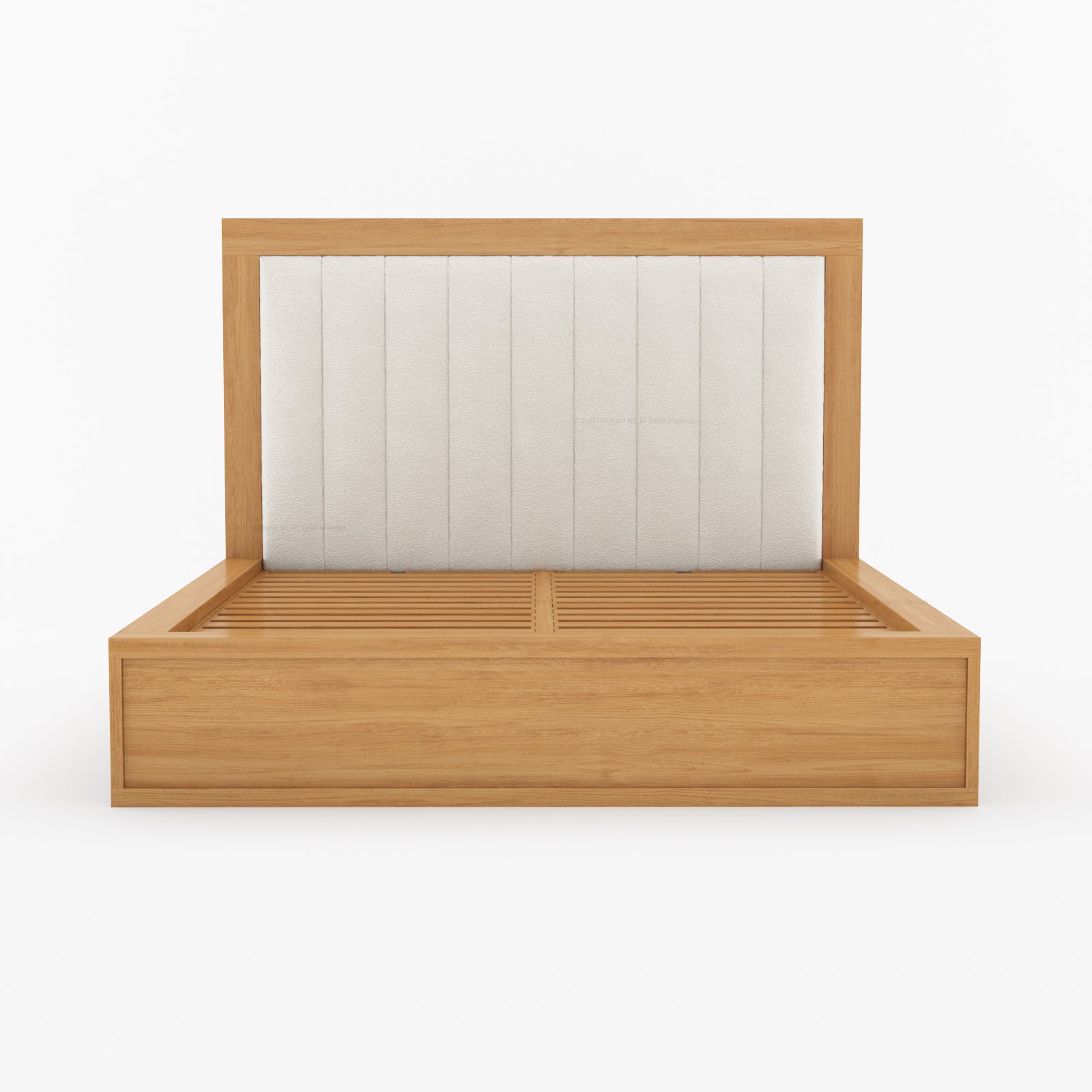 Seward Solid Wood Platform Bed with Boucle Upholstered Headboard
