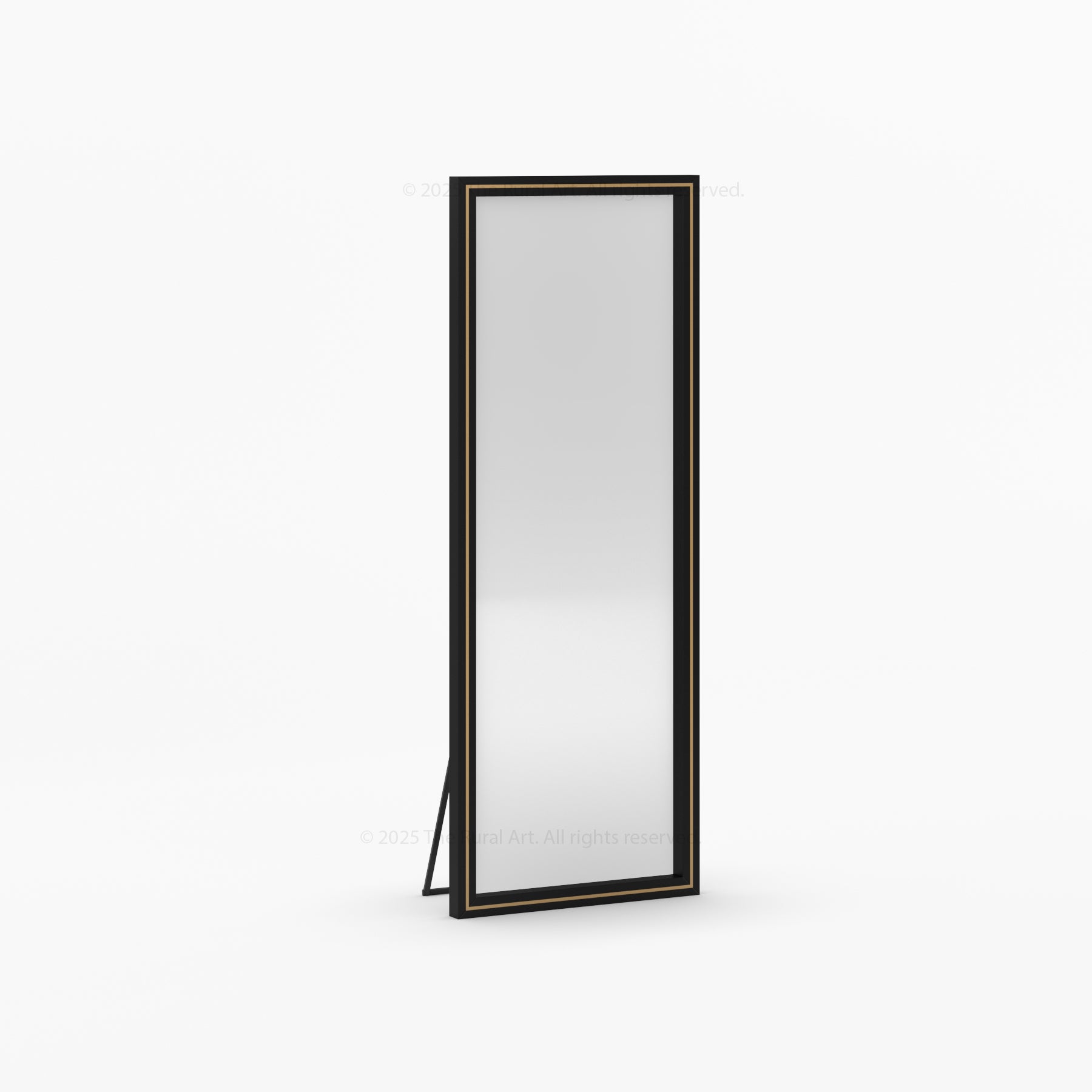 Branson Solid Wood Tall Mirror Frame with Brass Inlay Detailing