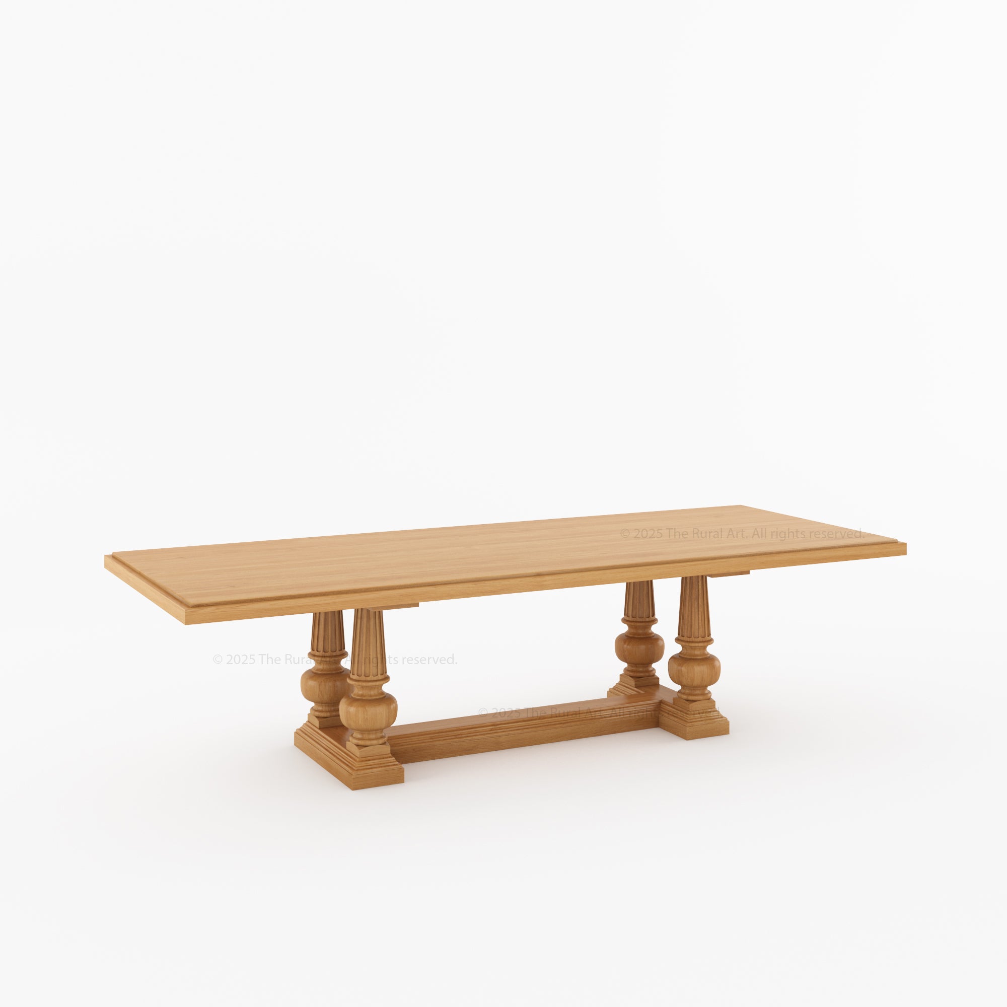 San Pedro Solid Wood Double Pedestal Dining Table – Rustic Grandeur Reimagined