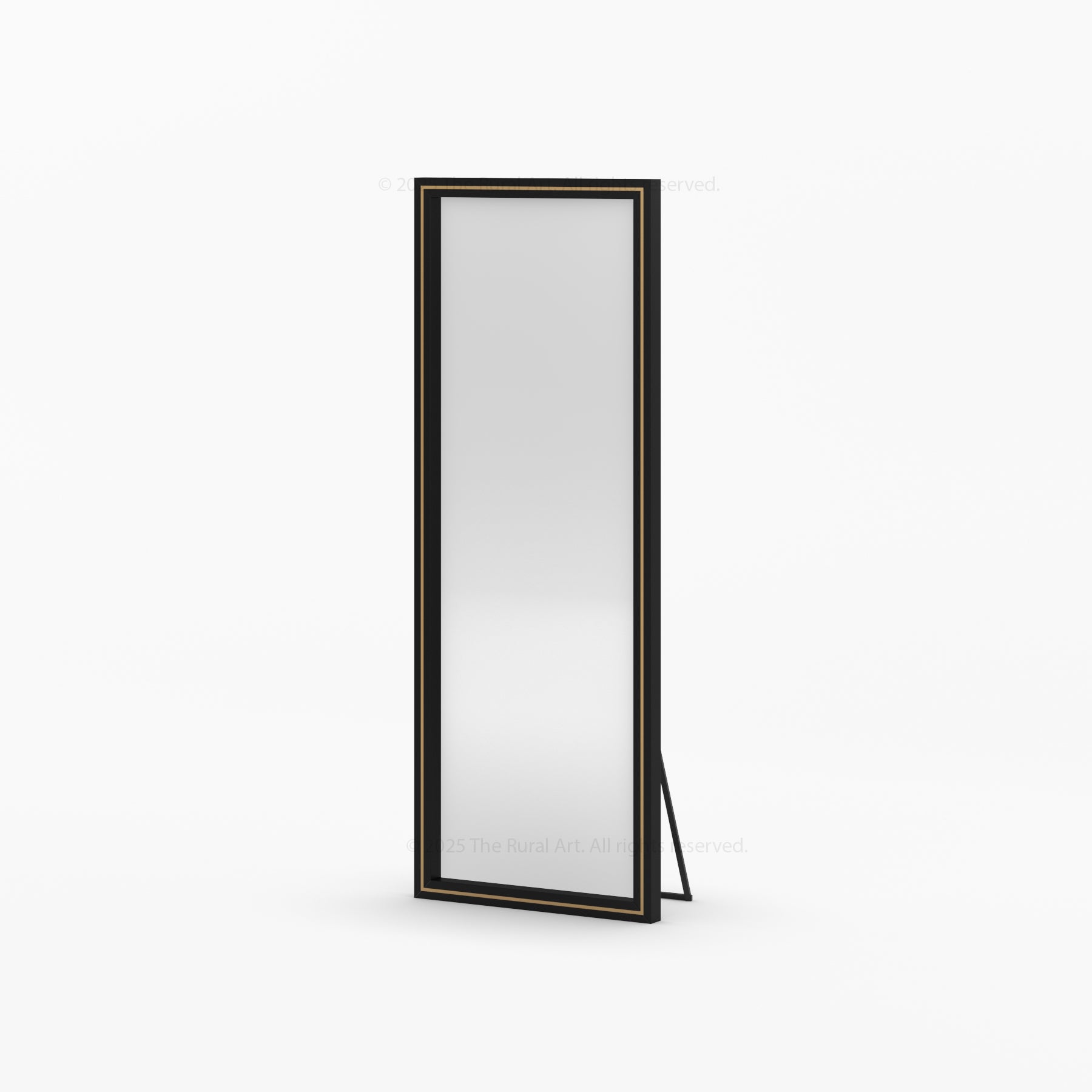 Branson Solid Wood Tall Mirror Frame with Brass Inlay Detailing