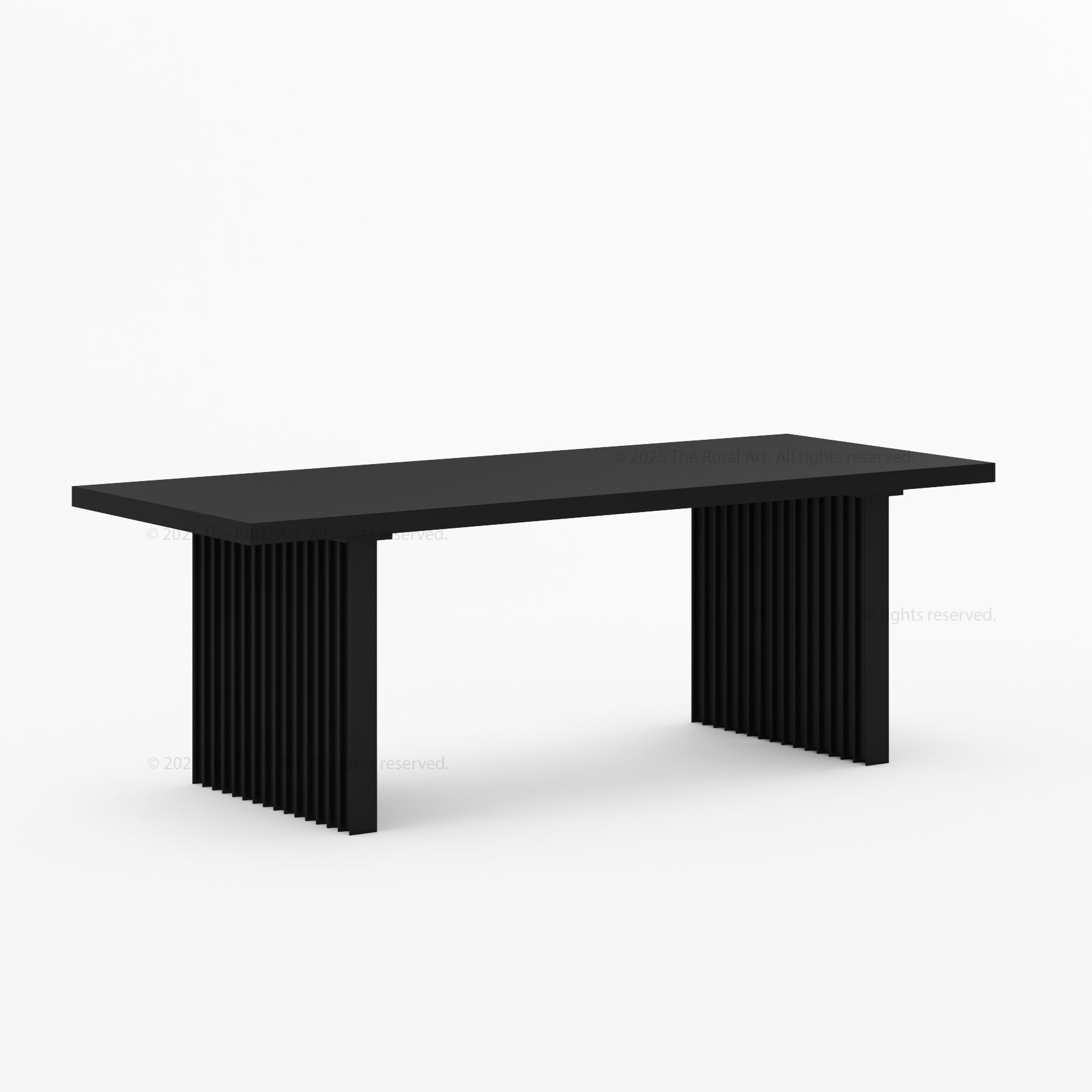 Montecito Noir Dining Table Solid Wood with Fluted Pedestal Legs