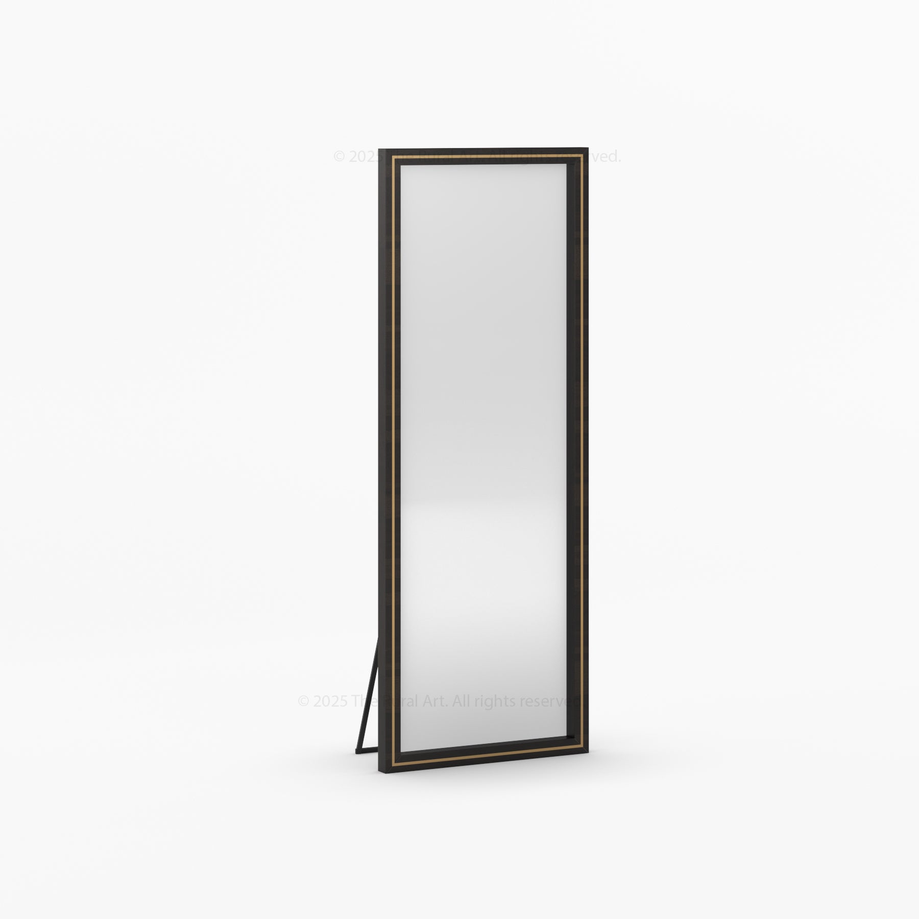 Branson Solid Wood Tall Mirror Frame with Brass Inlay Detailing