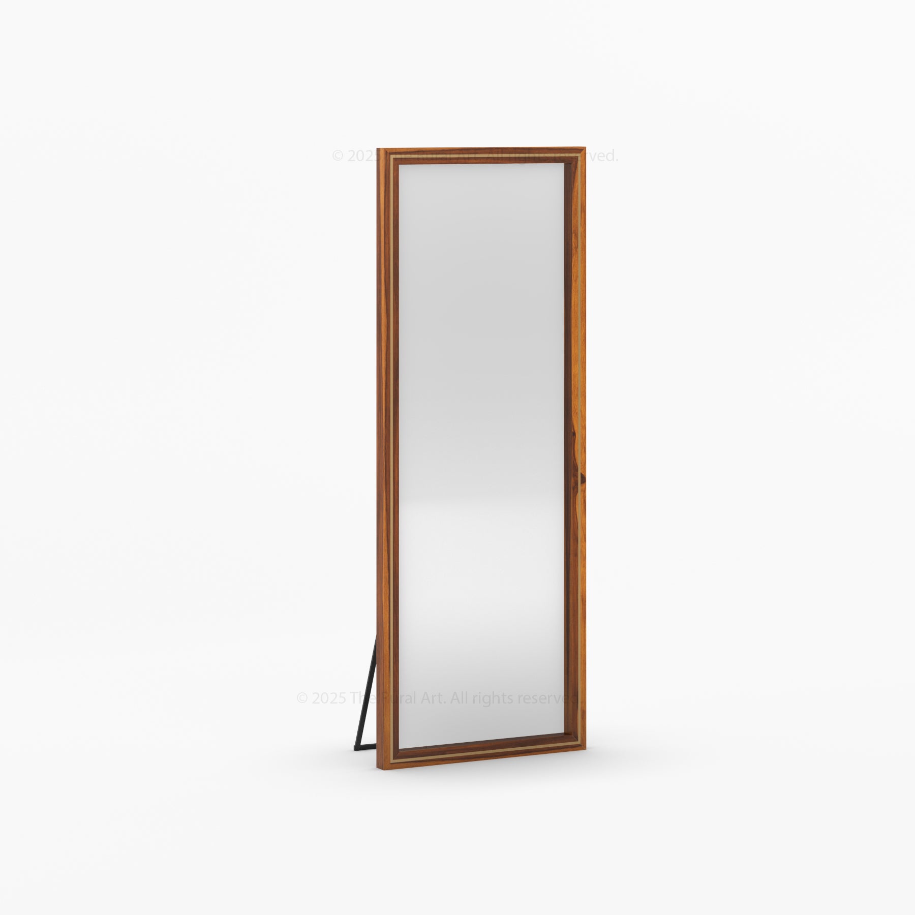 Branson Solid Wood Tall Mirror Frame with Brass Inlay Detailing