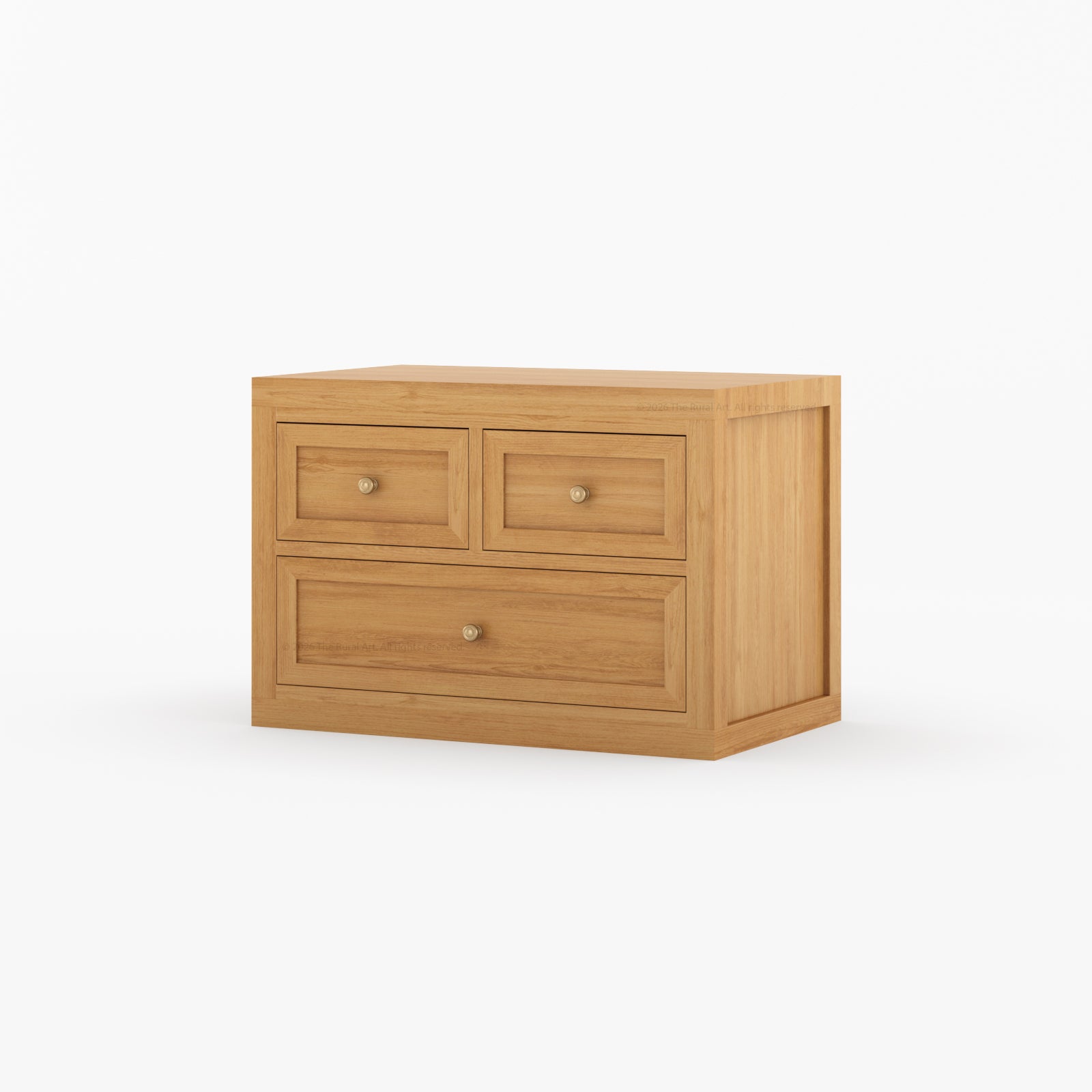 Seward Modern Heritage Solid Wood Nightstand with 3 Drawers & Panel Detailing