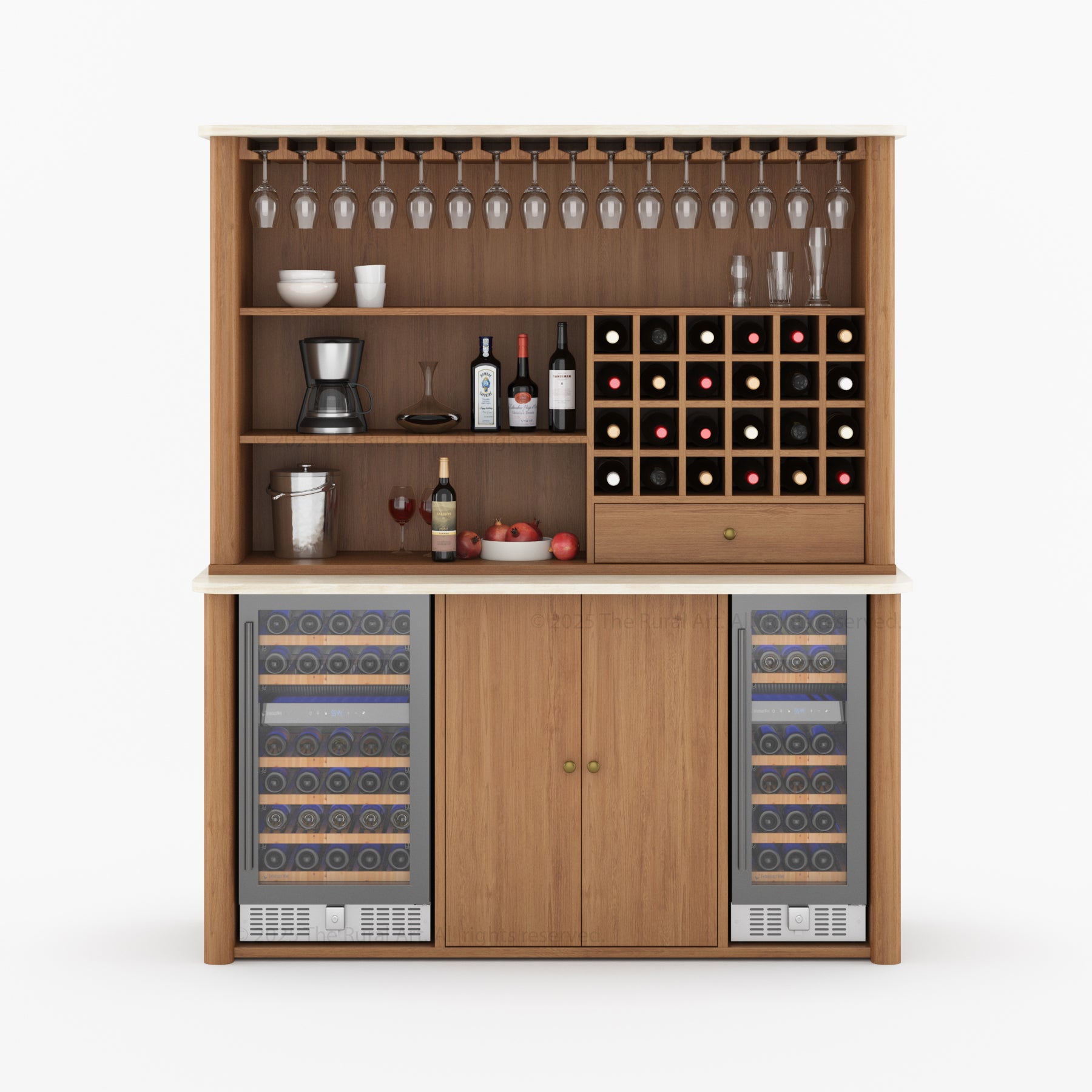 Blytheville Dual Tone Hutch Bar Cabinet Mini Fridge Space