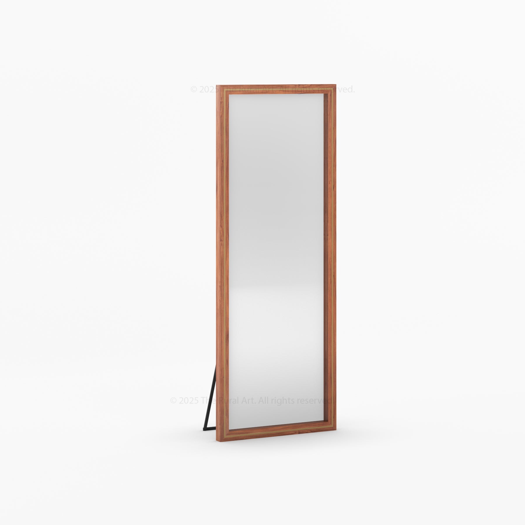 Branson Solid Wood Tall Mirror Frame with Brass Inlay Detailing