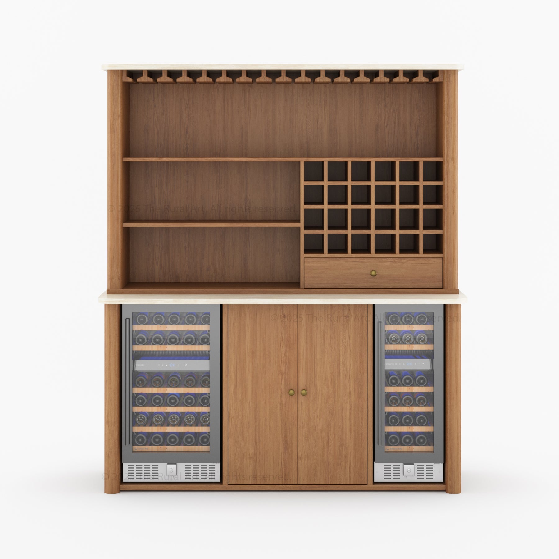 Blytheville Dual Tone Hutch Bar Cabinet Mini Fridge Space