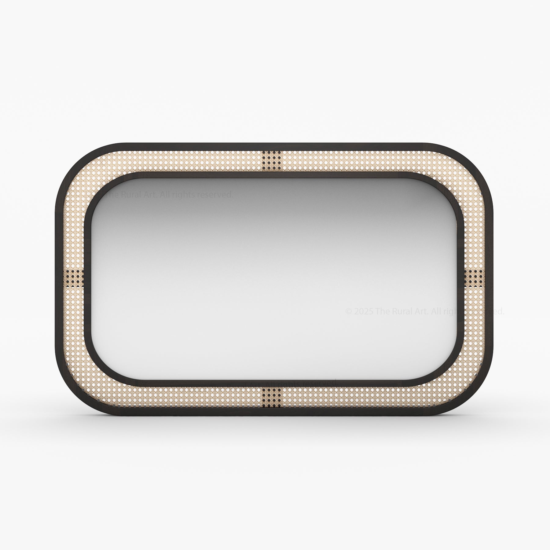 Davis Modern Organic Solid Wood & Cane Mirror Frame